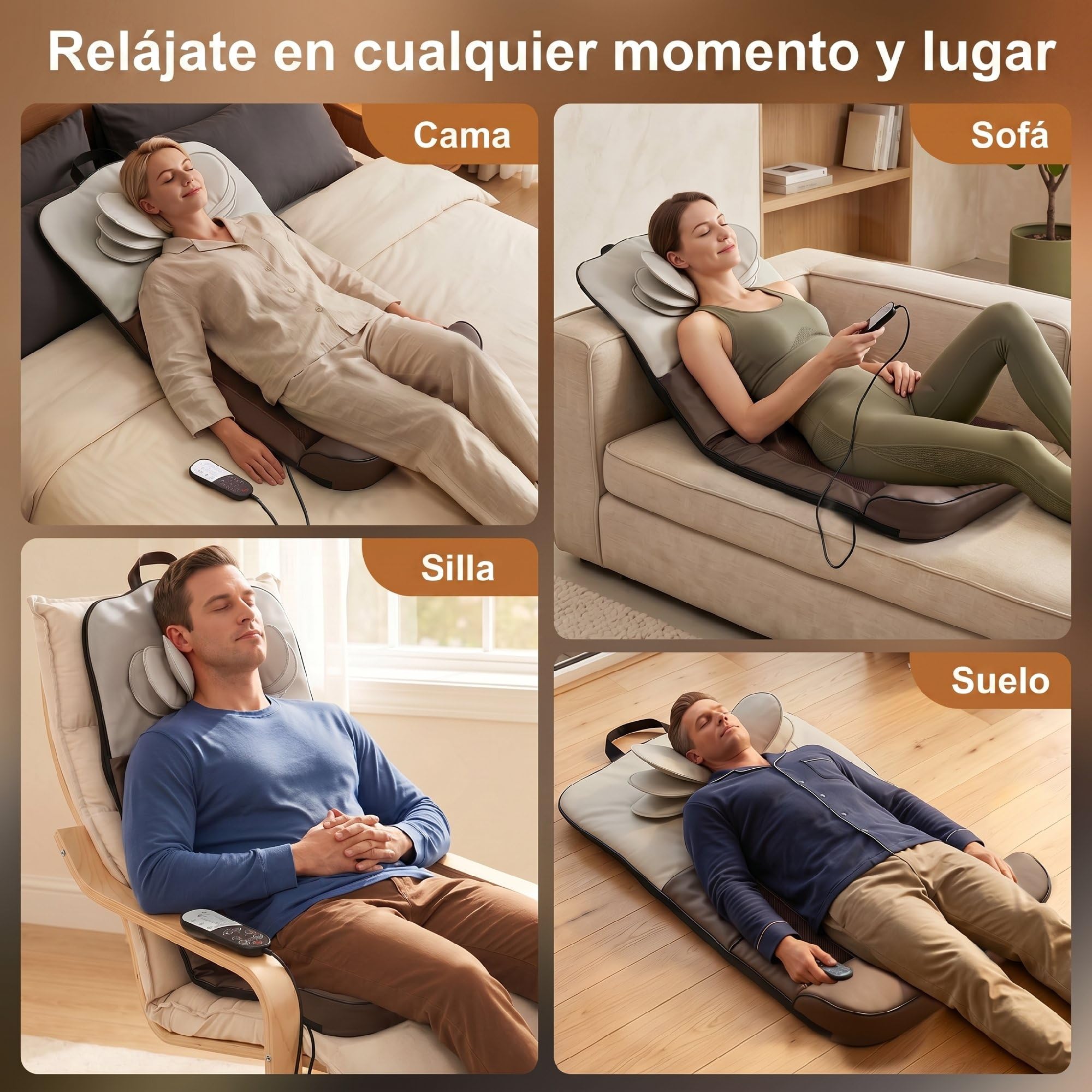 HOMCOM Colchón de Masaje Cuerpo Completo con Calefacción | Masajeador de Espalda Plegable, Compresión de Aire 3D, 4 Modos, 3 Intensidades, Autoapagado, Regalo Unisex