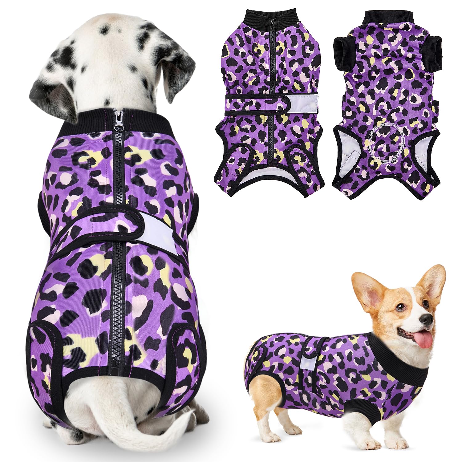 Eyein Dog Recovery Suit Female Male - Dog Body Suit After Surgery Surgical Abdominal Wounds Protector, Stop Licking Onesie with Zipper Post Spay Neuter, Pet Cone E-Collar Alternative(XS) — image 1