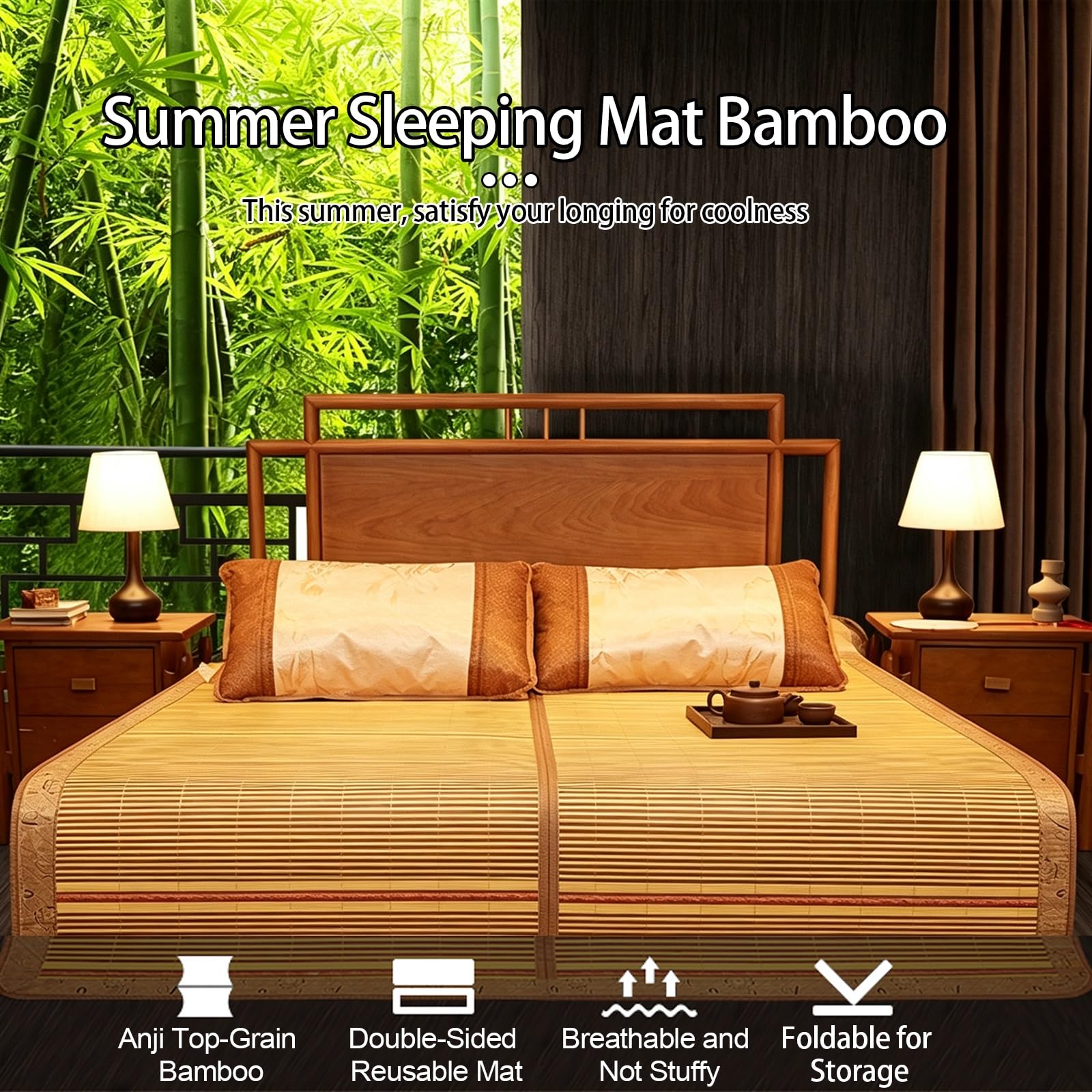 Sommer-schlafmatten Bambus, Matte Bett Schlafen Pad für Wohnzimmer