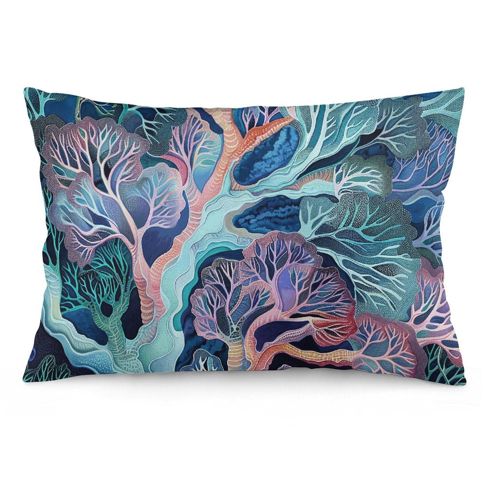 NTVOWPZO 2 Pack Decoration Throw Pillow Covers 12 "x20 Pillowcases Covers Fan Coral Image Pillowcases Modern Farmhouse Home Decor Sofa Cushions Covers for Couch Bed Living Room