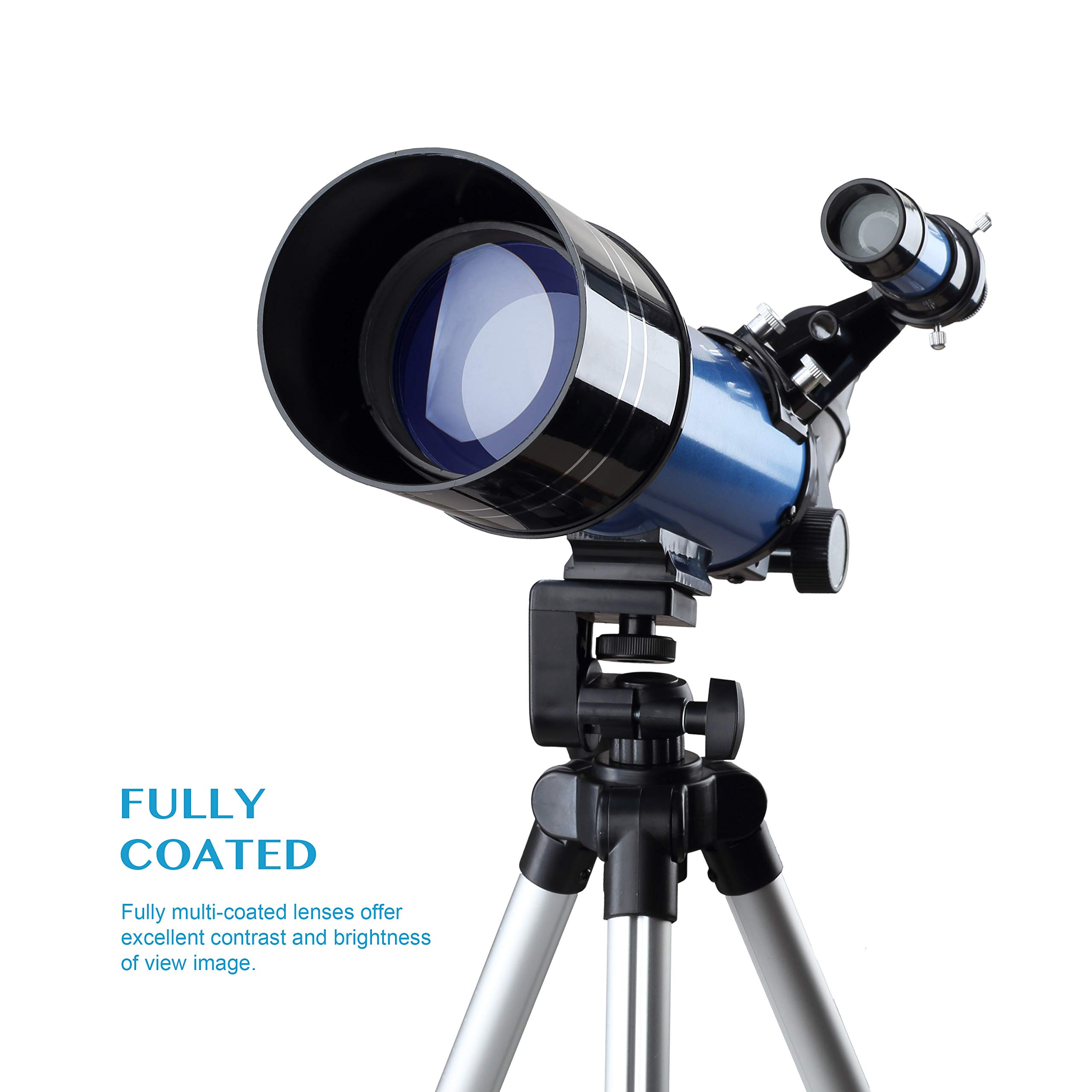 Aomekie Télescope Enfant Adulte 400/70mm Lunette Astronomique Réfracteur avec Adaptateur de Téléphone Trépied Ajustable et Chercheur pour Débutants et Amateurs pour Observer la Lune