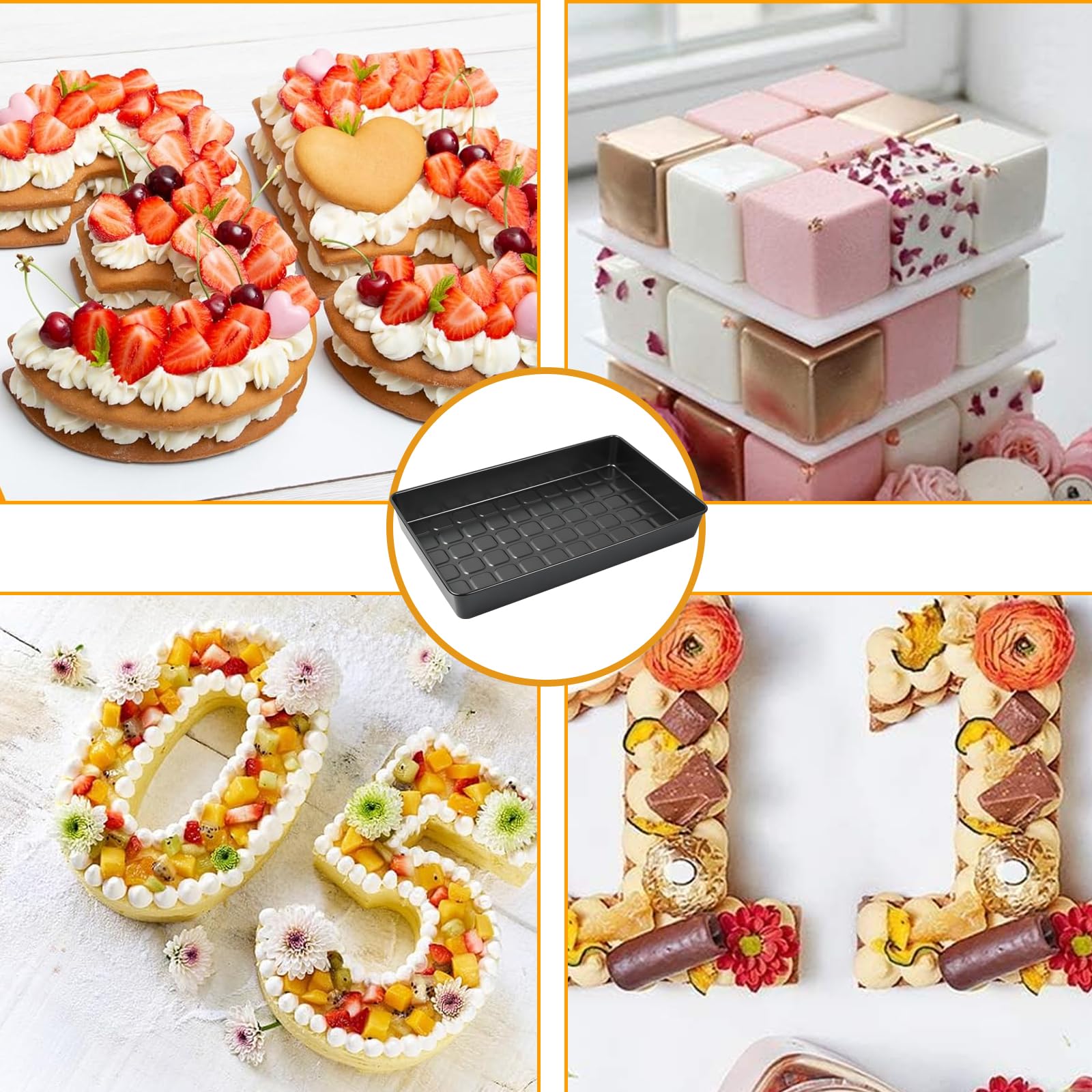 Moule à Gâteau Chiffres et Lettres, 10 Pièces Moule Réglable en Aluminium, Antiadhésif & Résistant à la Chaleur jusqu’à 230 °C, Set Créatif pour Anniversaire, Mariage, Baptême & Fêtes