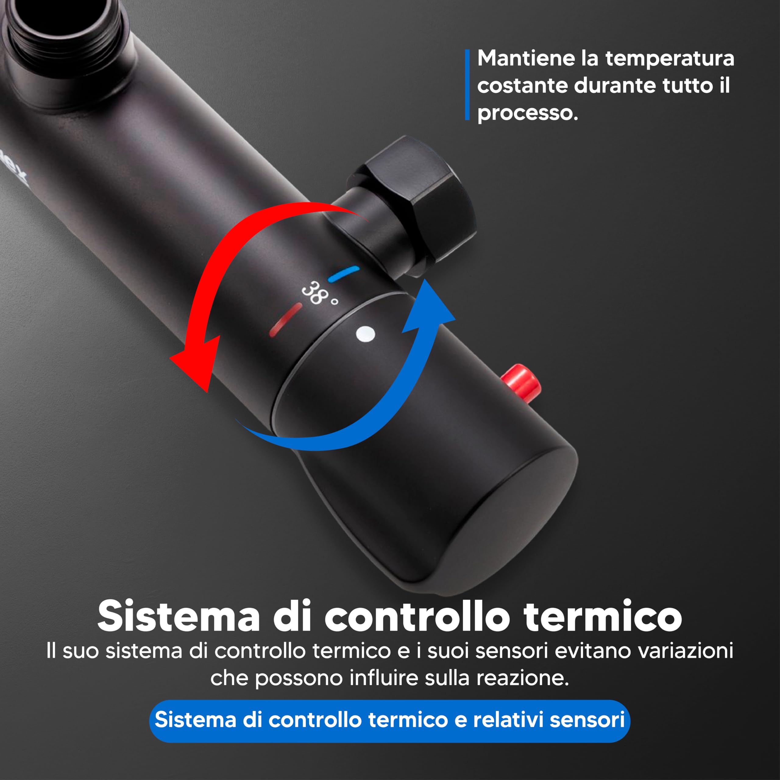 INEX EUROPA Colonna Doccia Termostatica Nero Opaco 2 Modalità – Doccia con Soffione Quadrato e Doccetta – Sistema Doccia con Valvola Termostatica di Sicurezza e Garanzia 10 Anni