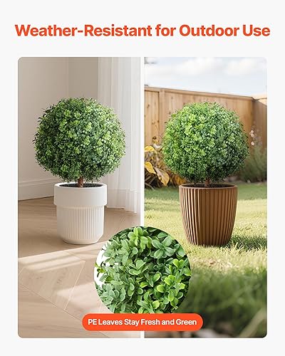 Vista 45 de VEVOR Árbol topiario artificial de boj, 48 pulgadas de alto (2 piezas), árbol topiario sintético en forma de triple bola, planta sintética verde