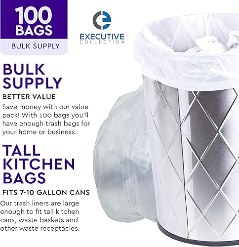 Miniatura 3 de Executive Collection - Bolsas de basura transparentes de 7 a 10 galones, paquete a granel, forros de basura de tamaño mediano para oficina,