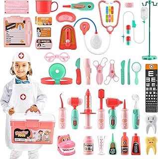 Doctor Kit for Kids, 44Pcs Pretend Play Educational Doctor Set, Medical Dr Kit with Stethoscope & Doctor Costume, Durable Dentist Kit Playset for Toddler Boys Girls 3 4 5 6 7 8