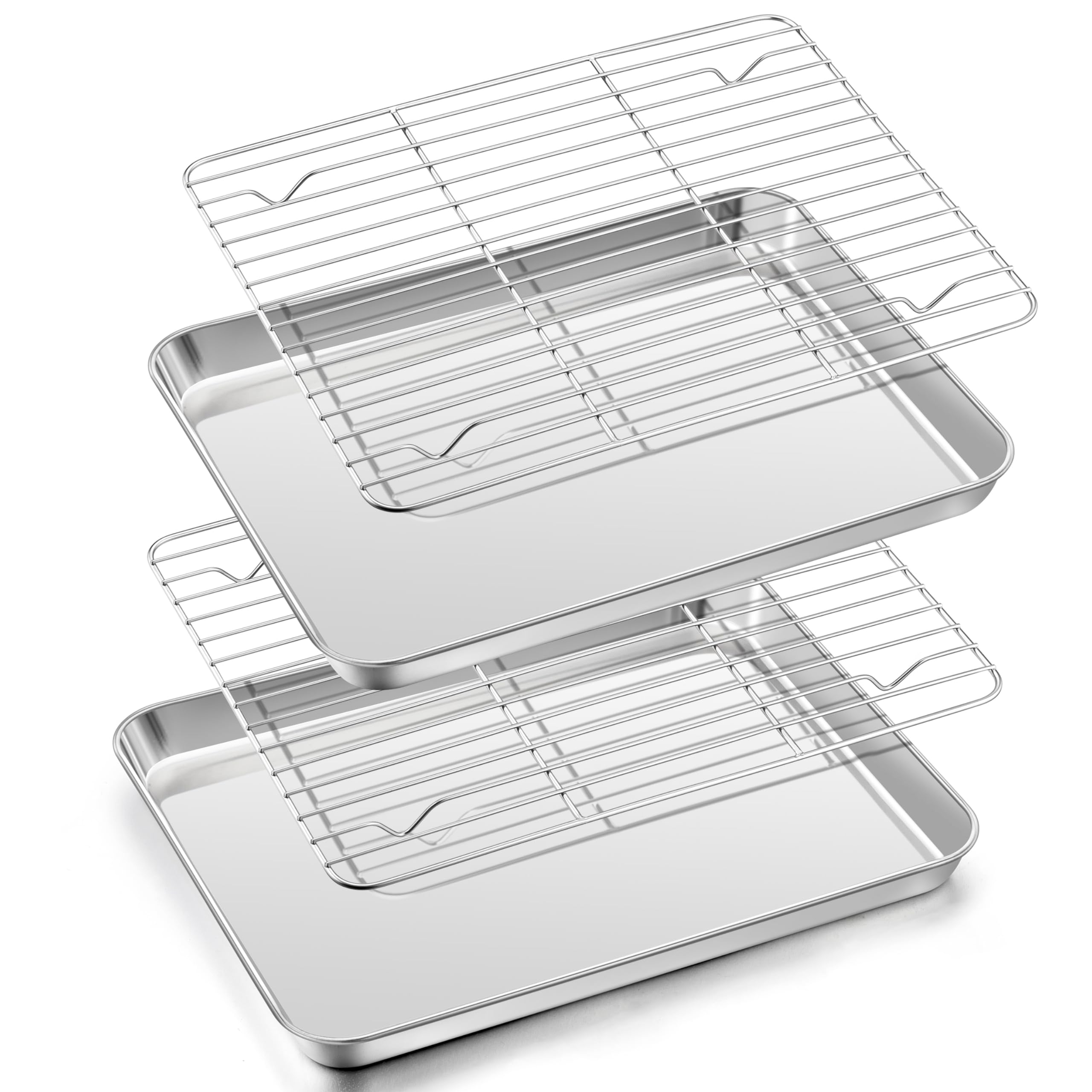 Herogo Plaque de cuisson en acier inoxydable avec grille, set de 2 plaques et 2 grilles