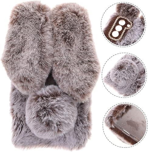 Miniatura 9 de Funda de felpa de pelo esponjoso para S21 5G lindo conejito peludo femenino funda protectora 3D mullida funda protectora de conejo Cony Hair Kawaii