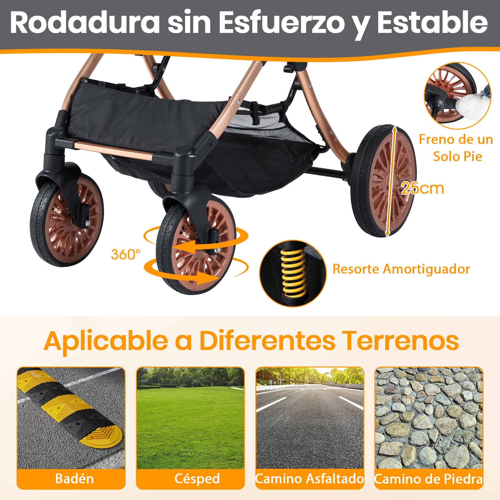 COSTWAY Cochecito para Perros 3 en 1, Carrito para Perros Plegable con Transportín Removible, Sombra Solar, Almohadilla Extraíble, Cinturón de Seguridad, Cesta y Portavasos, Carro Mascotas, Carga 25kg