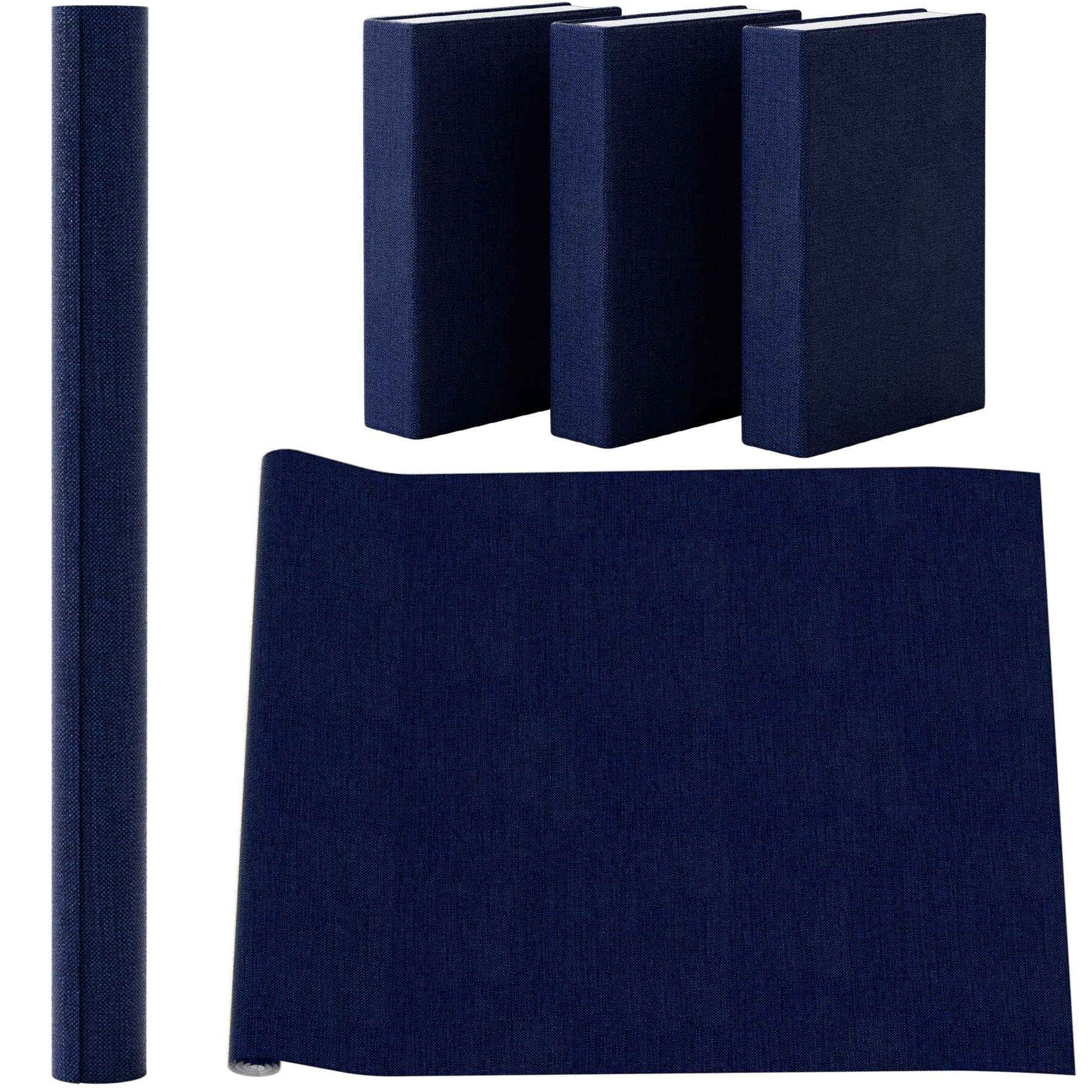 AKONEGE Book Cloth for Book Binding 89x41cm Fabric Surface and Paper Backed Bookcover, Easy to Use, Fabric Materials Bookcloth Bookbinding Supplies for Scrapbooking Album DIY Crafts, Dark Blue