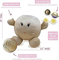 Vista 2 de Celestial Buddies Venus Buddy 10" Soft Stuffed Plush, Embroidered Features, Fun Planet Facts Tag for Kids – STEM Learning, Educational Gift