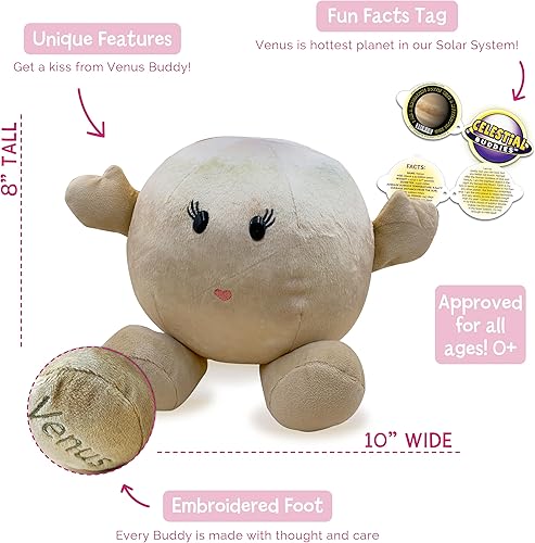 Miniatura 2 de Celestial Buddies Venus Buddy | Peluche de peluche suave de 10 pulgadas, características bordadas, etiqueta de datos divertidos de planetas para