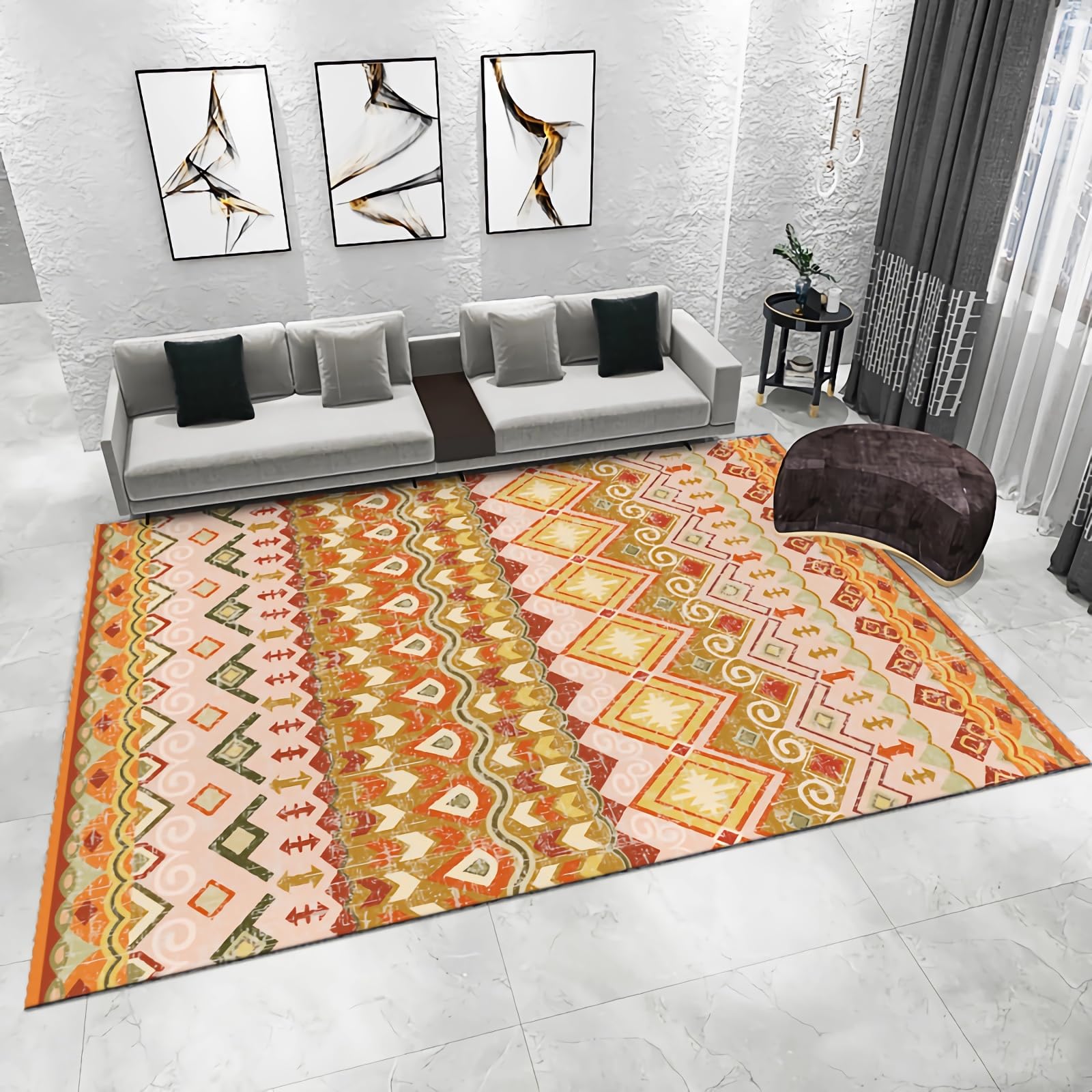 Akcesoria domowe salon żółty pomarańczowy retro geometryczny design nowoczesny dekoracyjny dywan akcesoria do sypialni dla kobiet akcesoria do pokoju gier 80x120 cm