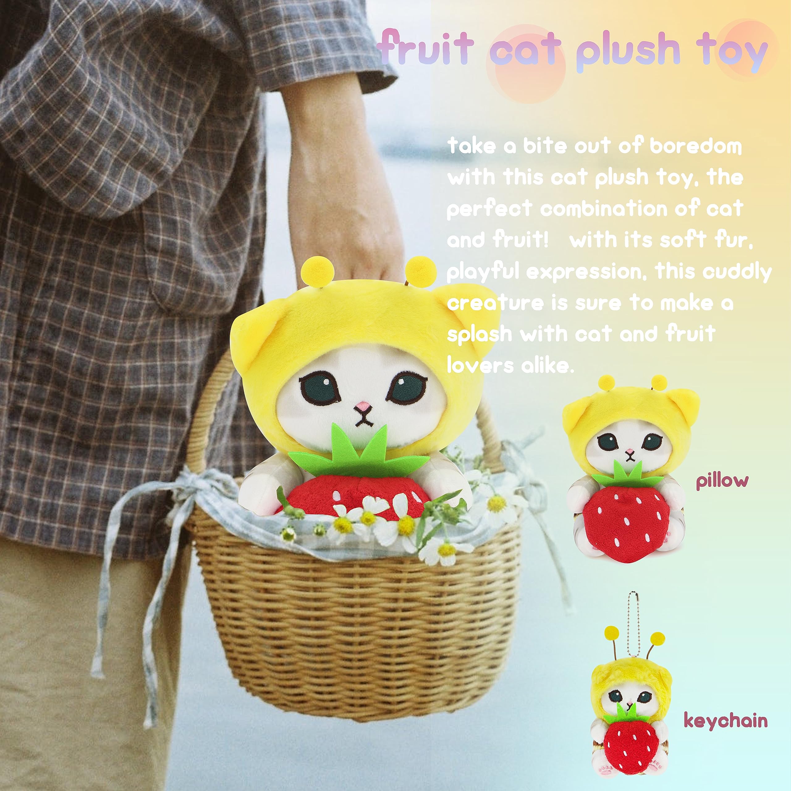 CNAANA Kawaii Shark Cat Plush Toy Stuffed Animal Doll, Soft Pillow for Boys & Girls (Cat-B, 20cm/7.8in)