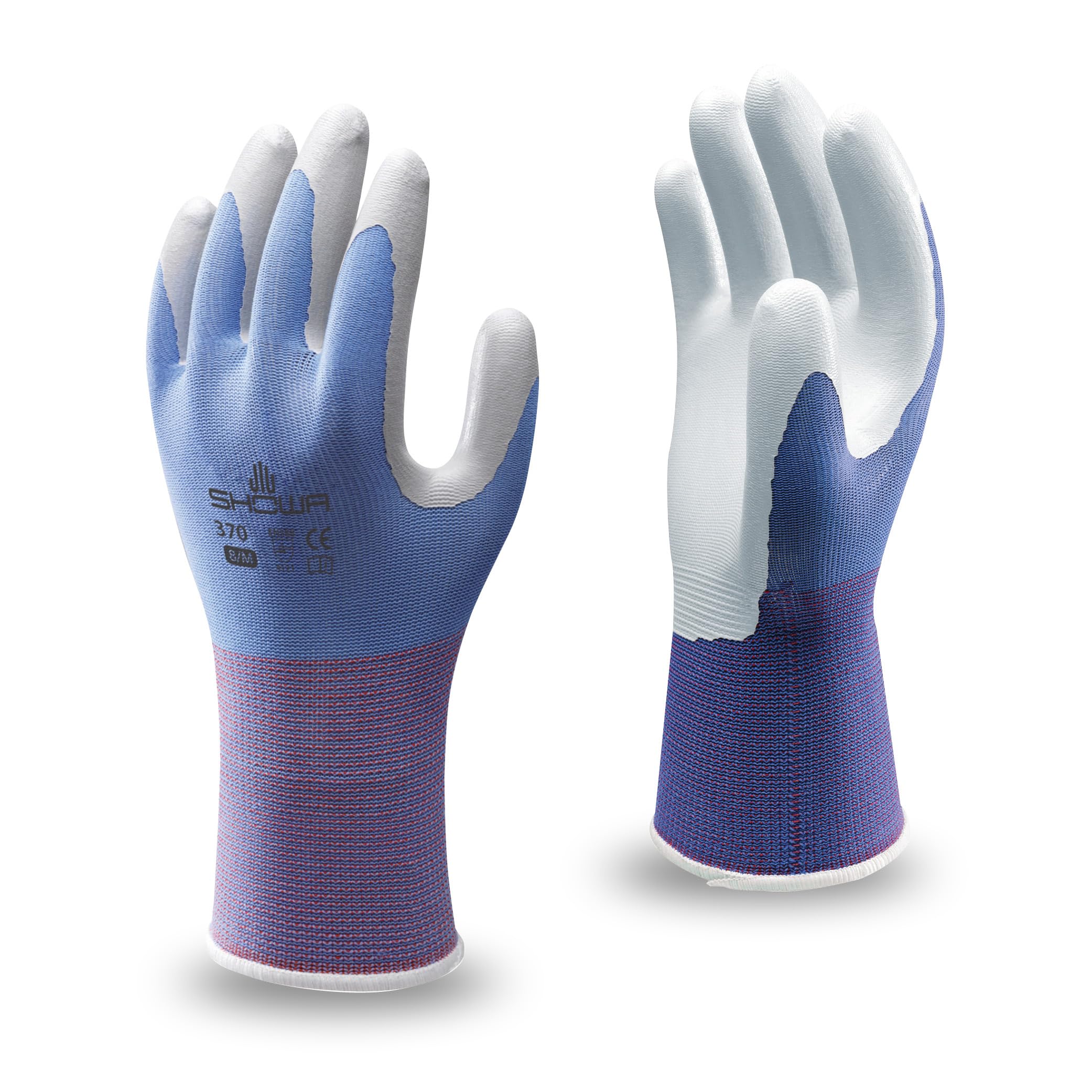 SHOWA Floreo 370 Gardening Gloves for Women & Men – 1 Pair Nitrile-Coated Garden Gloves with Touchscreen Grip – Lightweight, Breathable & Comfortable Fit for Gardening & DIY Tasks - Blue 8/Large