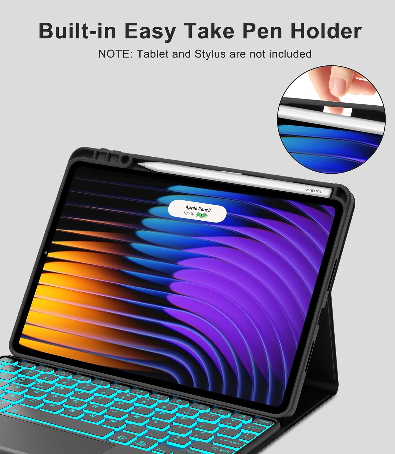 Backlit Keyboard Case for Xiaomi Pad 8/8 Pro/7/7 Pro 11.2 Inch with Trackpad, Detachable Keypad for Mi Pad 7 Case with Backlight, Touchpad Case with Pen Holder for Mi Pad8/8 Pro 2026 11.2'', Blue image 5