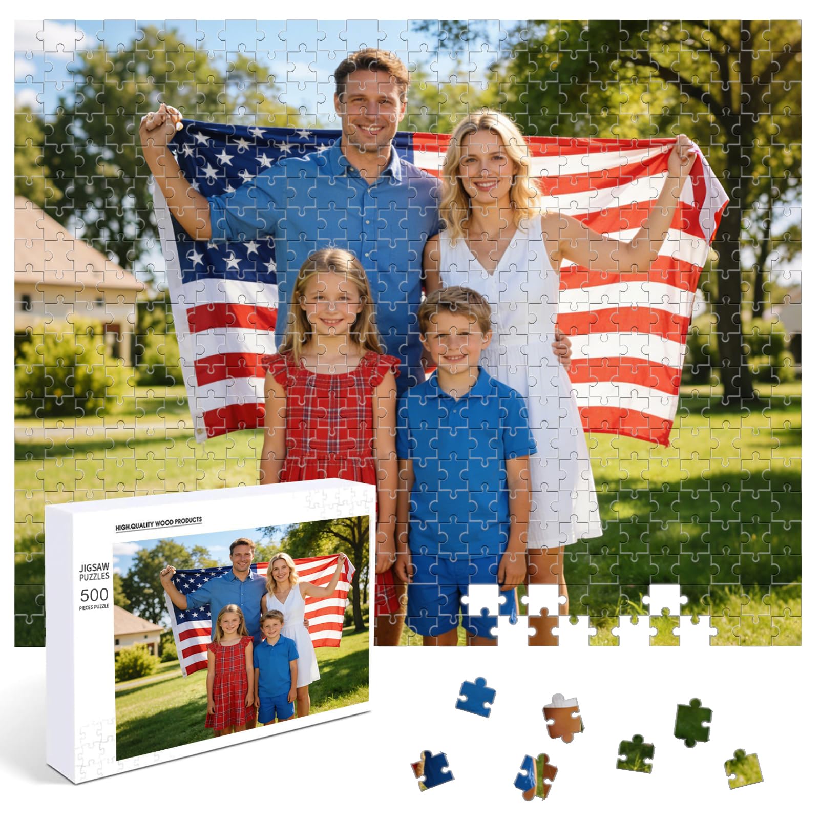 FodyZou Custom Puzzles from Photos - 120/300/500/1000/1314-Piece Custom Puzzle with Picture & Text - Personalized Jigsaw Puzzle for Adults - Family, Wedding, Pet, Birthday Gift - 1