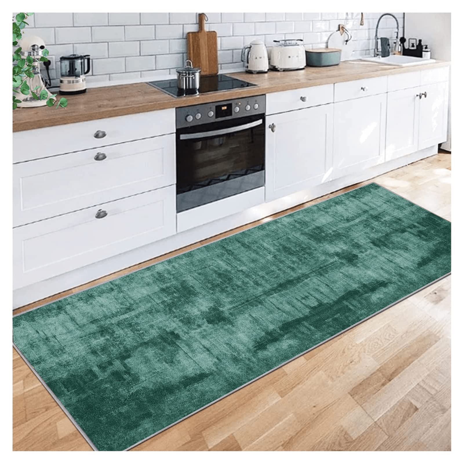 Siunwdiy Non-Slip Hall Runners 60x430cm Dark Green Extra Long Carpet Runner for Hallway Corridor Living Room Kitchen Bedroom Entryway – Washable,Durable Floor Mat,Narrow Rug for High Traffic Areas