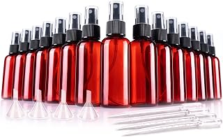 HC Kenshin Small Amber Spray Bottle-Healthy Plastic& 2 oz Travel Size Spray Bottle For Hair&Hand,Cleaning Liquid Spray Bottles,Empty Mister Refillable Spray Tanning Bottles With ET,Essential Oil,Water,Etc (15 pack)