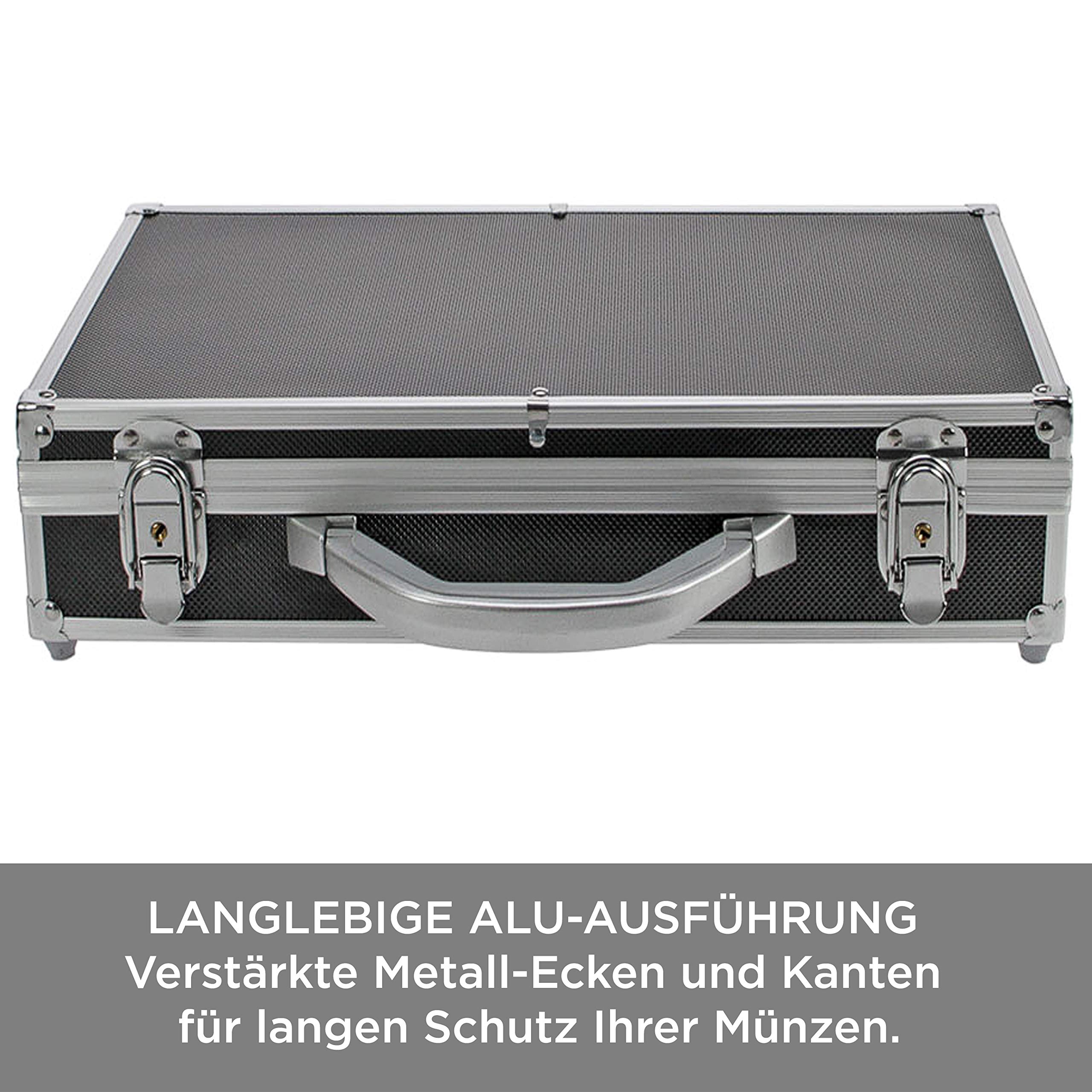 Safe 268 Maletín de Aluminio Negro Diamante para 260 Monedas de 26-46 mm, tamaño 410 x 270 x 85 mm