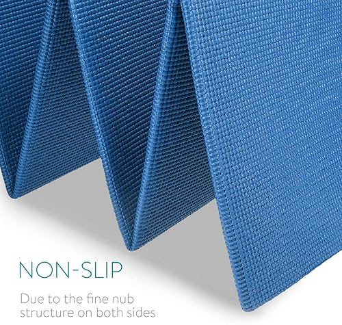 Miniatura 6 de Navaris Tapete de yoga plegable para viajes, tapete de ejercicio de 18 pulgadas (0.157in) de grosor para yoga, pilates, entrenamiento, gimnasio,