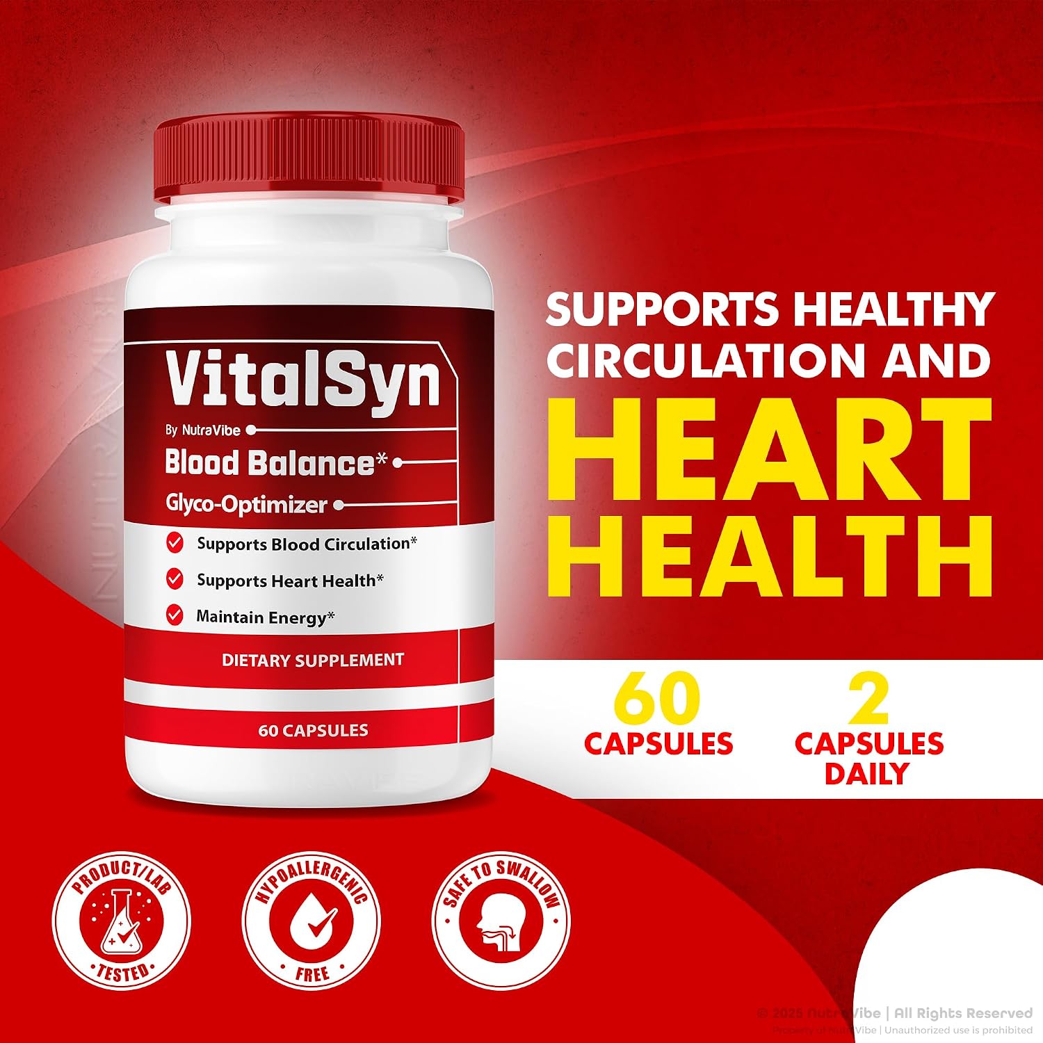 (3 Pack) VitalSyn Blood Balance – Official Vital Syn Glyco Optimizer Capsules, VitalSynblood 90 Day Supply Pills for Healthy Circulation, Energy & Stable Levels | VitalSynBloodSupport (180 Capsules)