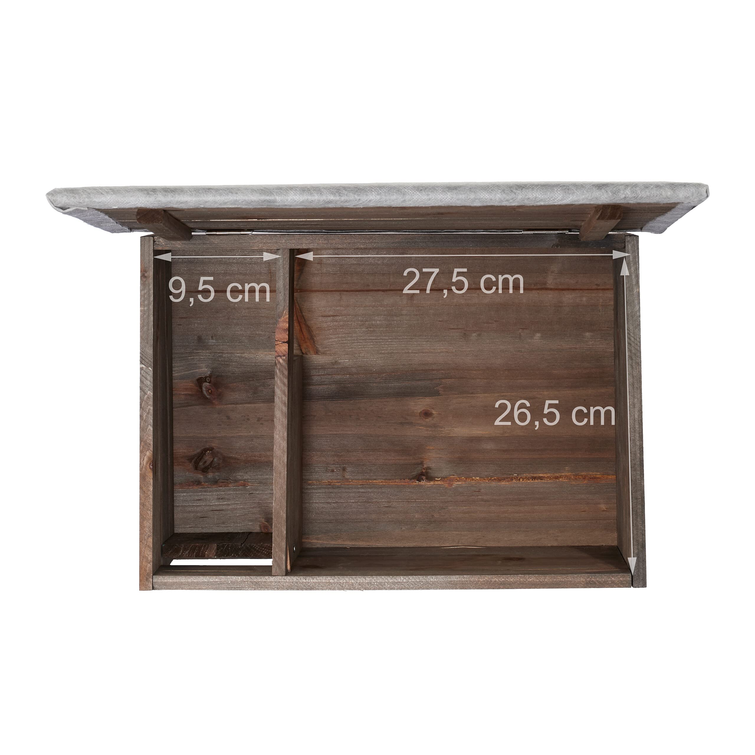 Relaxdays Casa Erizo Grande, Caseta Refugio Hibernación con Suelo y Puerta, Entrada Laberinto, 20 x 45,5 x 33 cm, Marrón