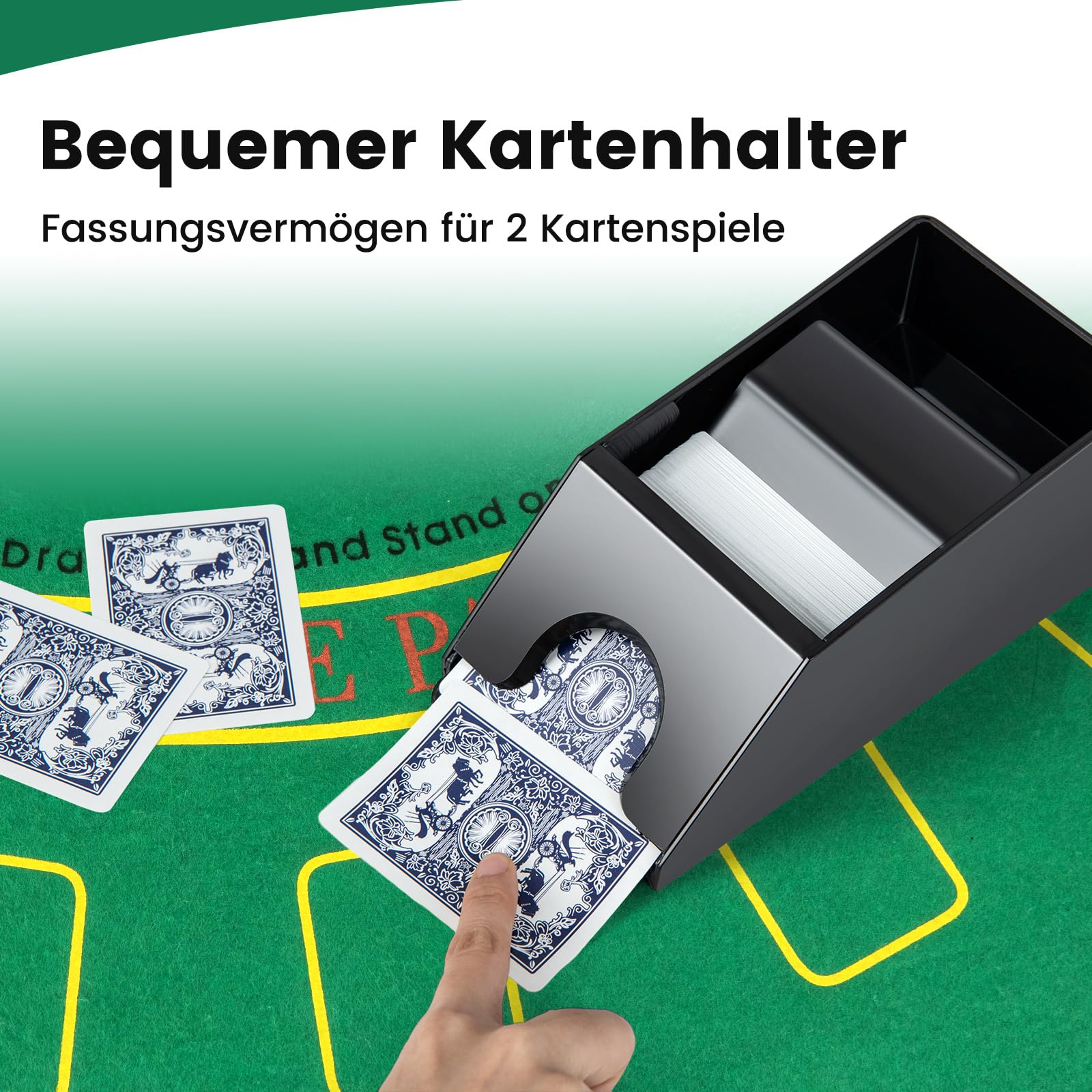 DREAMADE Pokerkoffer mit 300 Laser Poker Chips/ 2 Pokerkarten Set/Kartenmischer/Kartengeber/Spielmatte/ 5 Würfel/ 3 Dealer-Buttons, Poker Komplett Set Pokerset Profi Texas Hold'em (300 Chips)