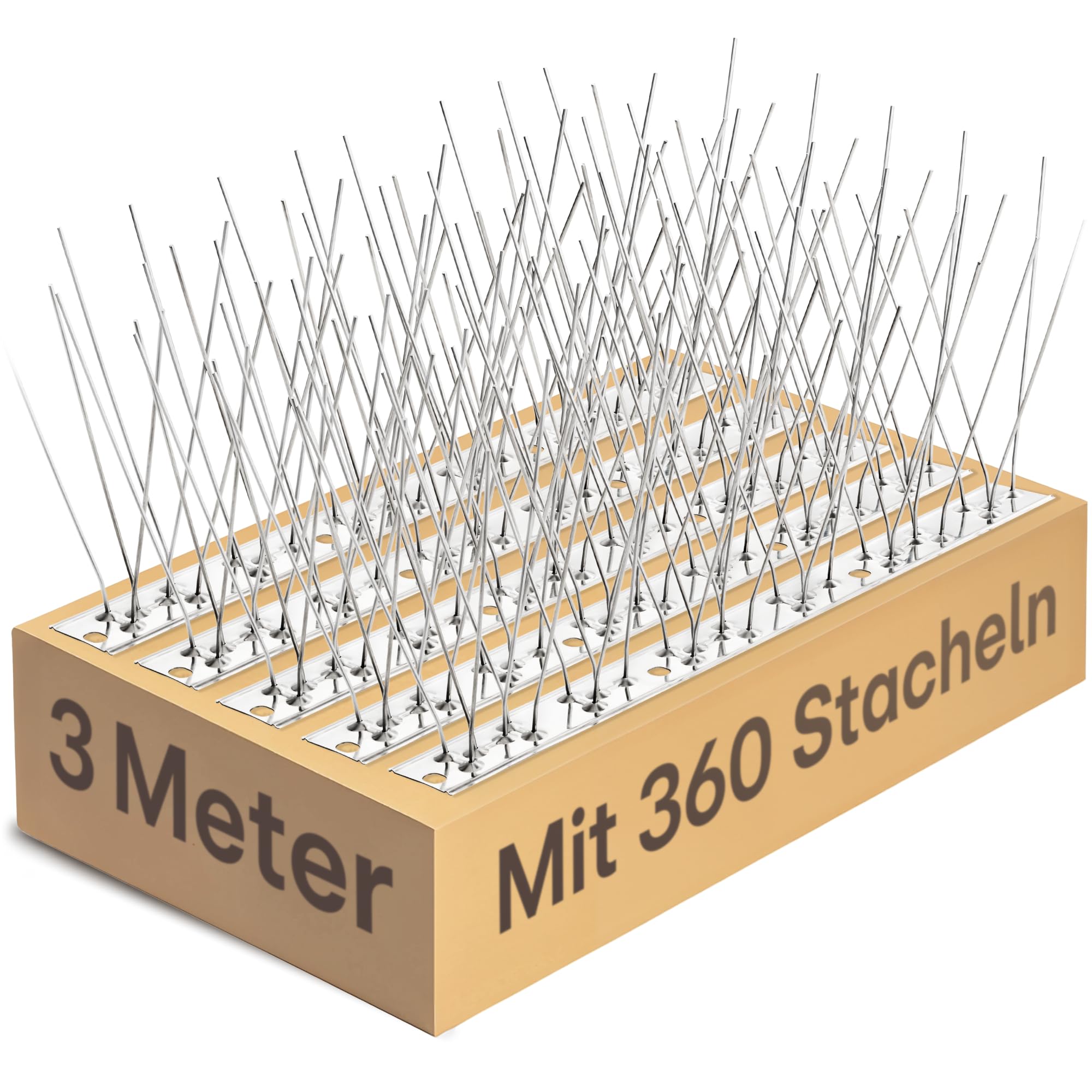 Praknu Taubenabwehr Spikes Edelstahl 3m – Extra Dicht mit 360 Spikes für maximalen Schutz – Effektiv für Balkon, Dach & Fensterbank – Wetterfest & tierfreundlich - Vogelabwehr Balkon - Vogelschutz