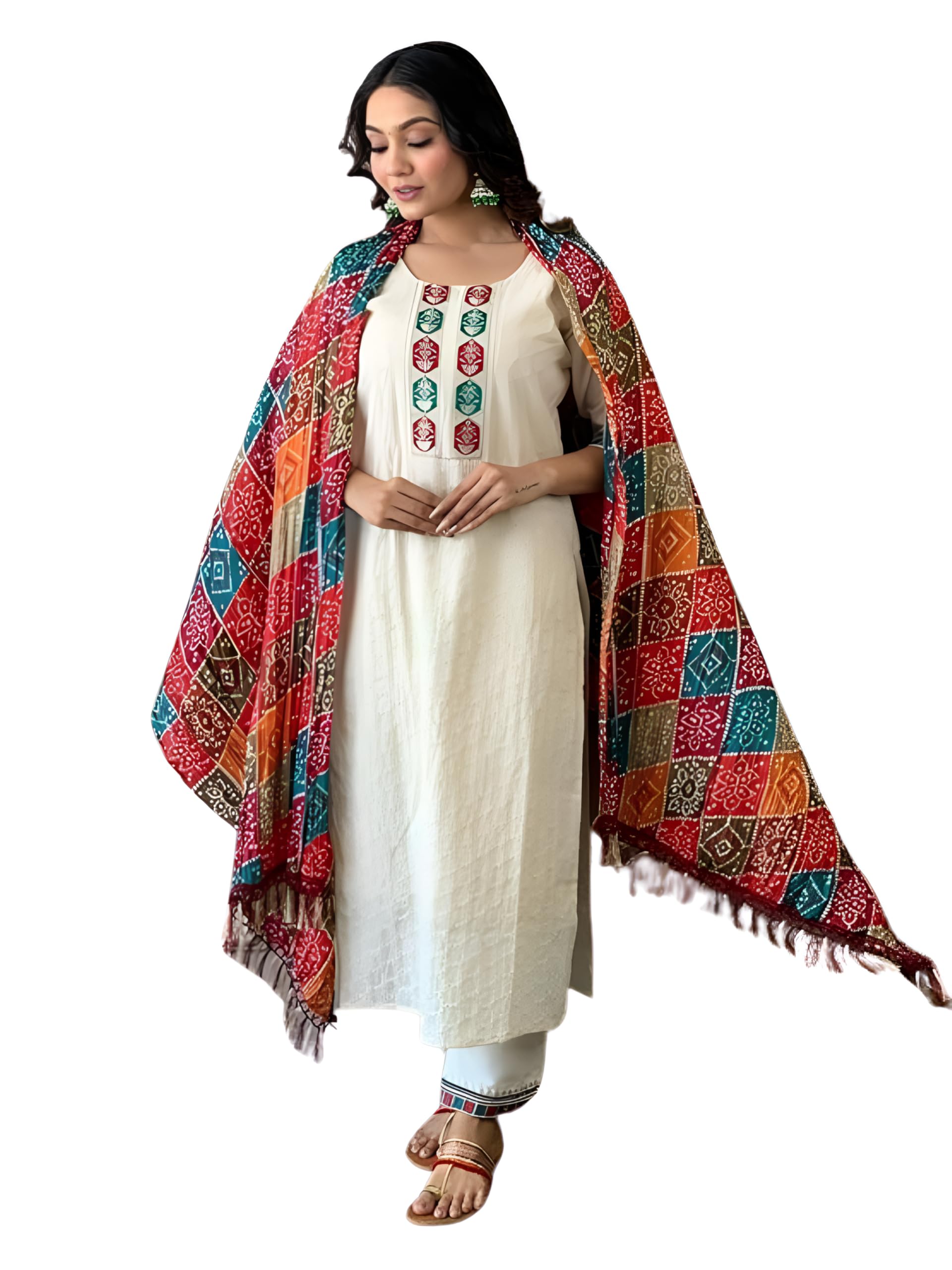 leriya fashion Kurta Set with Dupatta for Women | Ethnic Kurti Set for Woman 3/4 Sleeve | Round Neck Embroidery Kurta Sets for Woman Daily Outfit | Traditional Straight Kurti Set for Office Outfit-picture-22