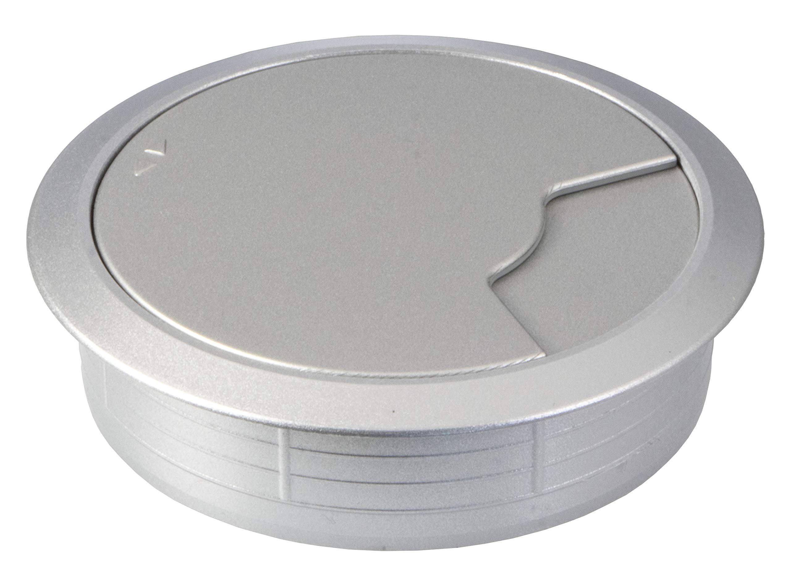 Gedotec Bureau Passe-câbles | Entry | 80 Mm | 2 Passages De Câbles Ronds | Prise De Câble Aspect Aluminium | En Plastique ABS Robuste | Passage De Câble à Enfoncer