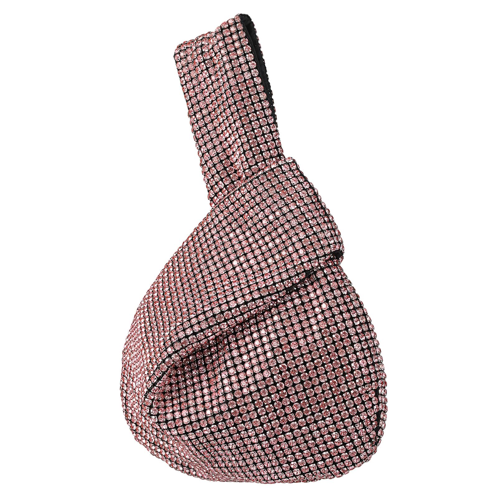 DTGN Sparkly Rhinestone Evening Bags for Women Clutch Purses for 1920s Party Wedding Prom - Pink