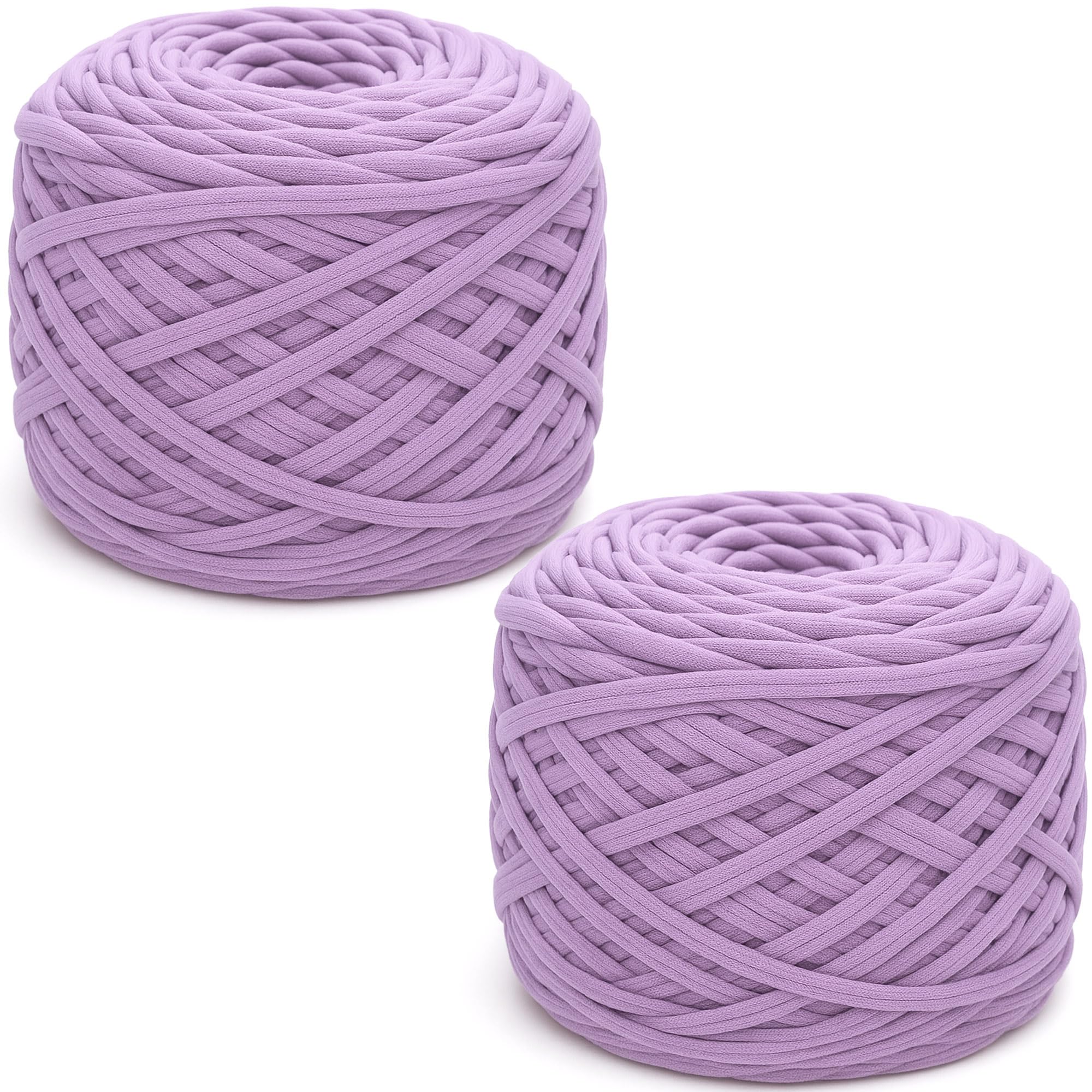 285gx2 Chunky Tshirt Yarn for Crocheting,2 CM Wide Thick Crochet Elastic Fabric,Hand Knitting T-Shirt Yarn for Crochet Cushion,Doll,Basket,Bag and Blanket(Purple)