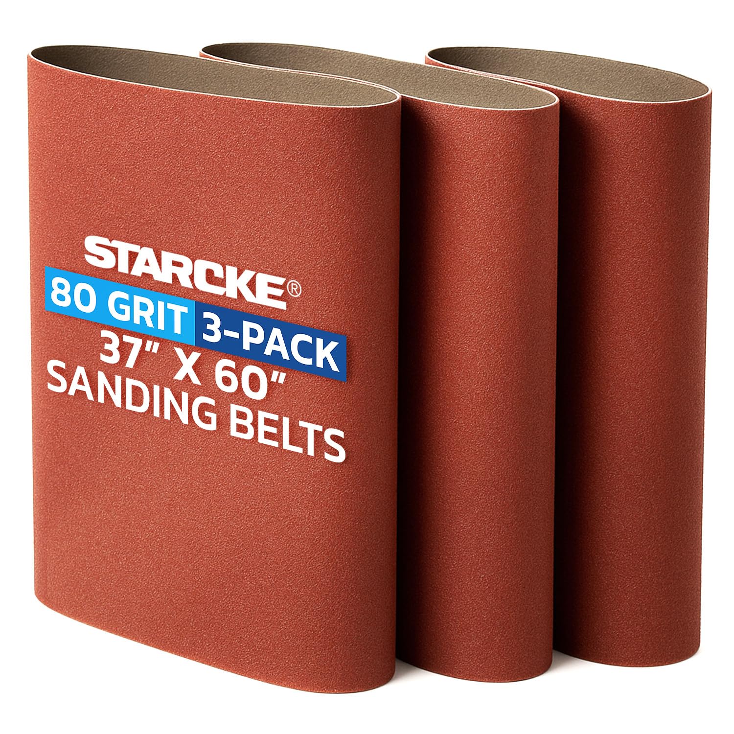 37 x 60 Inch Sanding Belts - 80 Grit Aluminum Oxide Belt Sanders for Woodworking and Metal, German Quality Heavy Duty Cloth Belt Sanding with Smooth