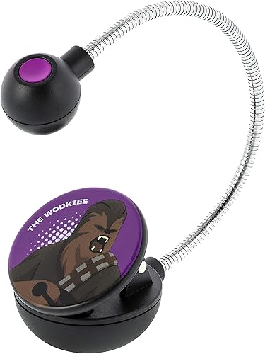 WITHit Luz de libro con clip de Star Wars, la galaxia de aventuras Wookiee, luz de lectura LED Chewbacca, brillo reducido, portátil, luz ligera para