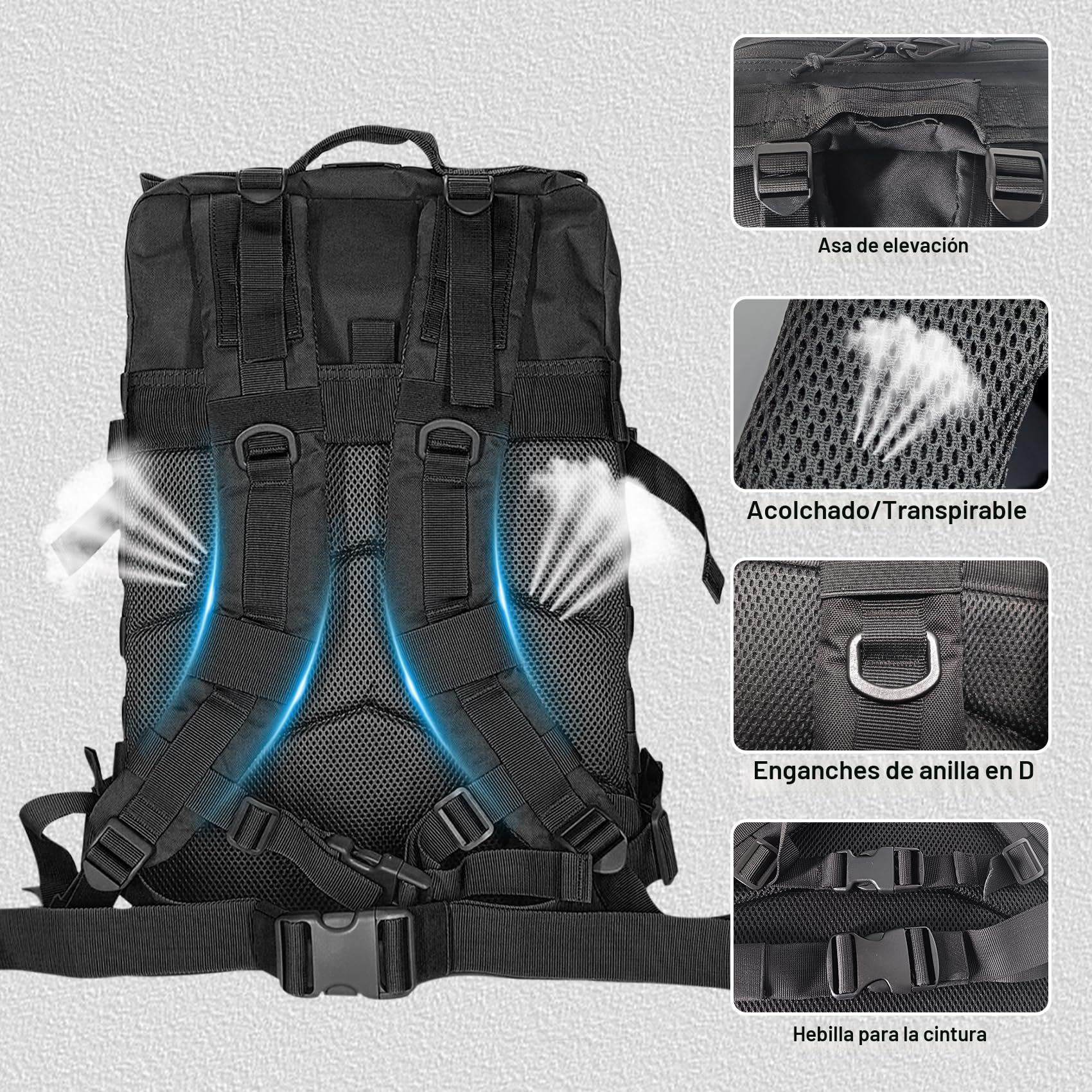 Mochila Militar 45 Litros Impermeable Mochila Tactica Gran Capacidad Mochilas Hombre Mujer para Viaje Pesca Caza Camping Senderismo Deporte