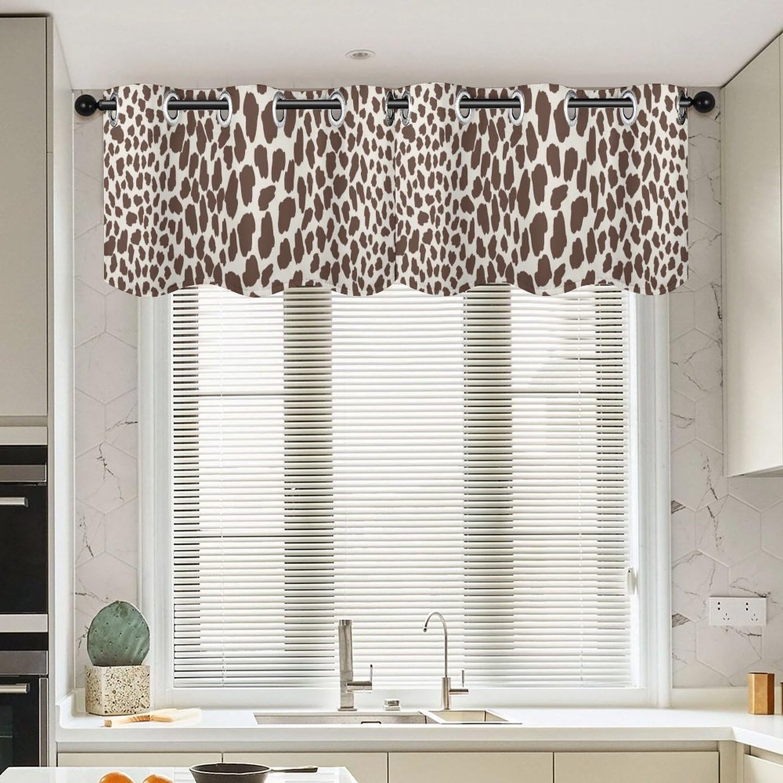 Cenefas asiáticas chinas de 2 paneles para cocina y dormitorio, estampado animal marrón