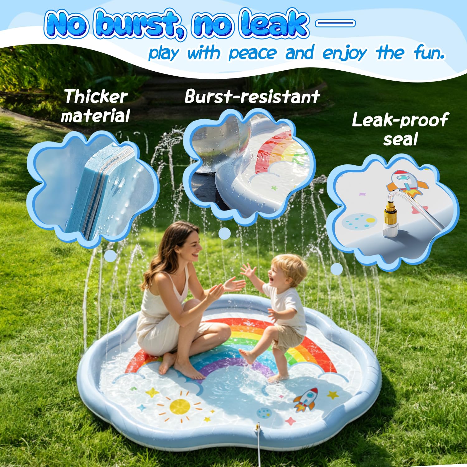 Eagle Stone Splash Pad Sprinkler - Tappetino da gioco per acqua, giocattolo per bambini, per esterni, giardino