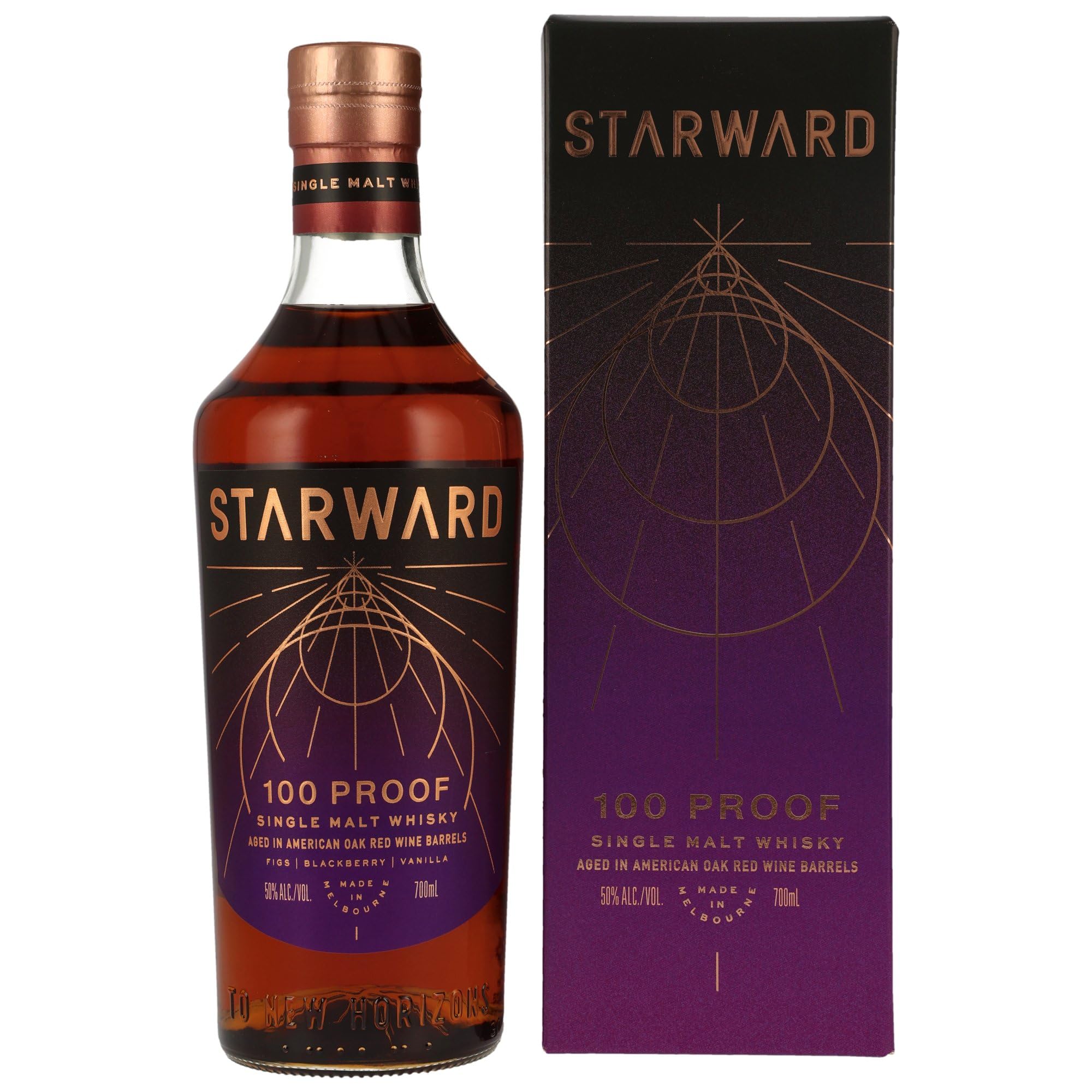 STARWARD 100 Proof Single Malt Whiskey gereift in amerikanischen Rotweinfässern aus Eiche 50% vol. 700ml nicht kühlfiltriert vollmundig im Geschmack Noten von Vanille & gerösteter Eiche
