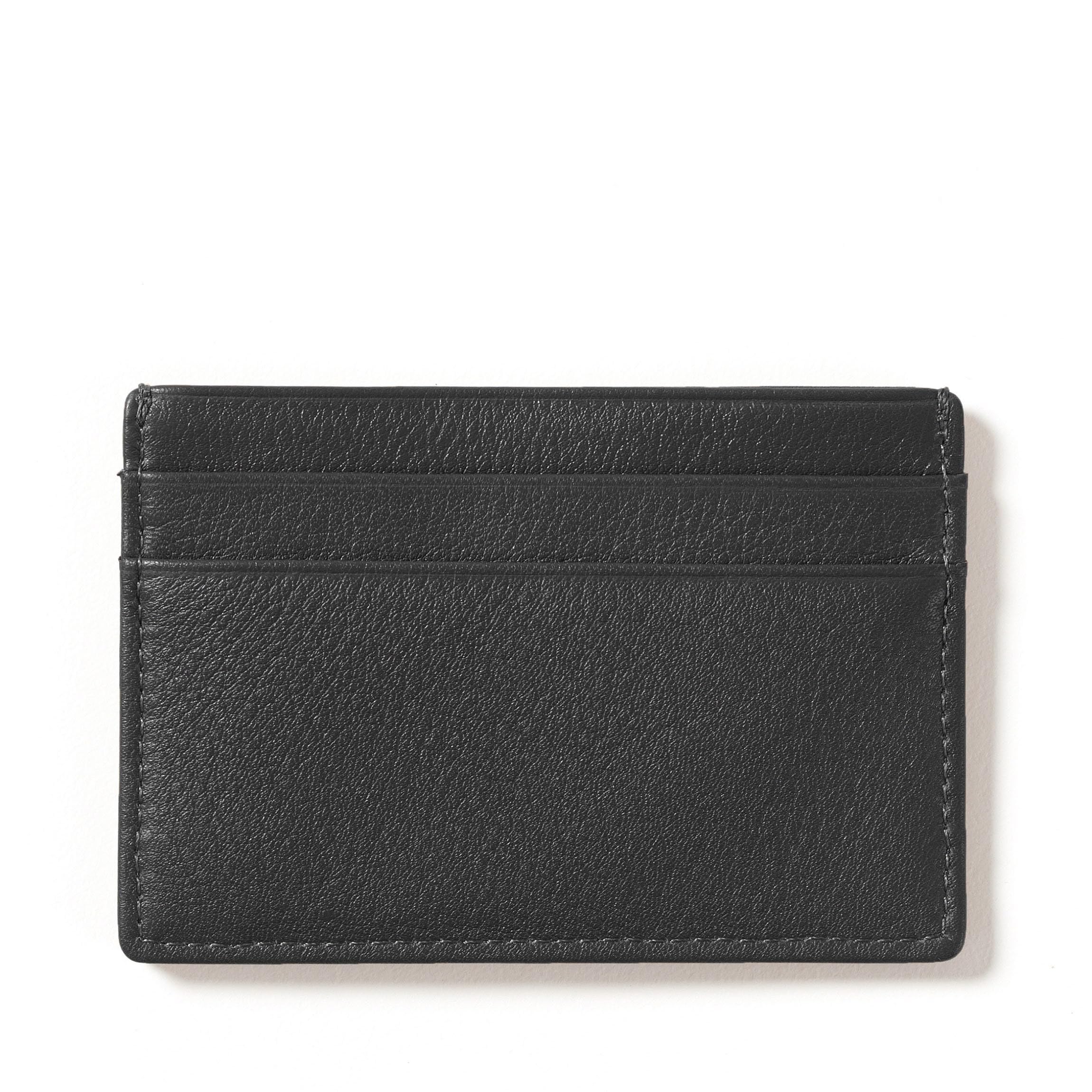 Leatherology RFID Black Onyx Men's Slim Credit Card Case Wallet - 4 credit card slots, center pocket for cash or receipts, slim silhouette design