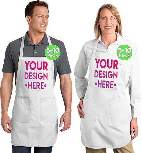 Delantales de logotipo personalizado para mujeres y hombres  Añade tu diseño bordado  Delantal personalizado de longitud completa con bolsillos (1