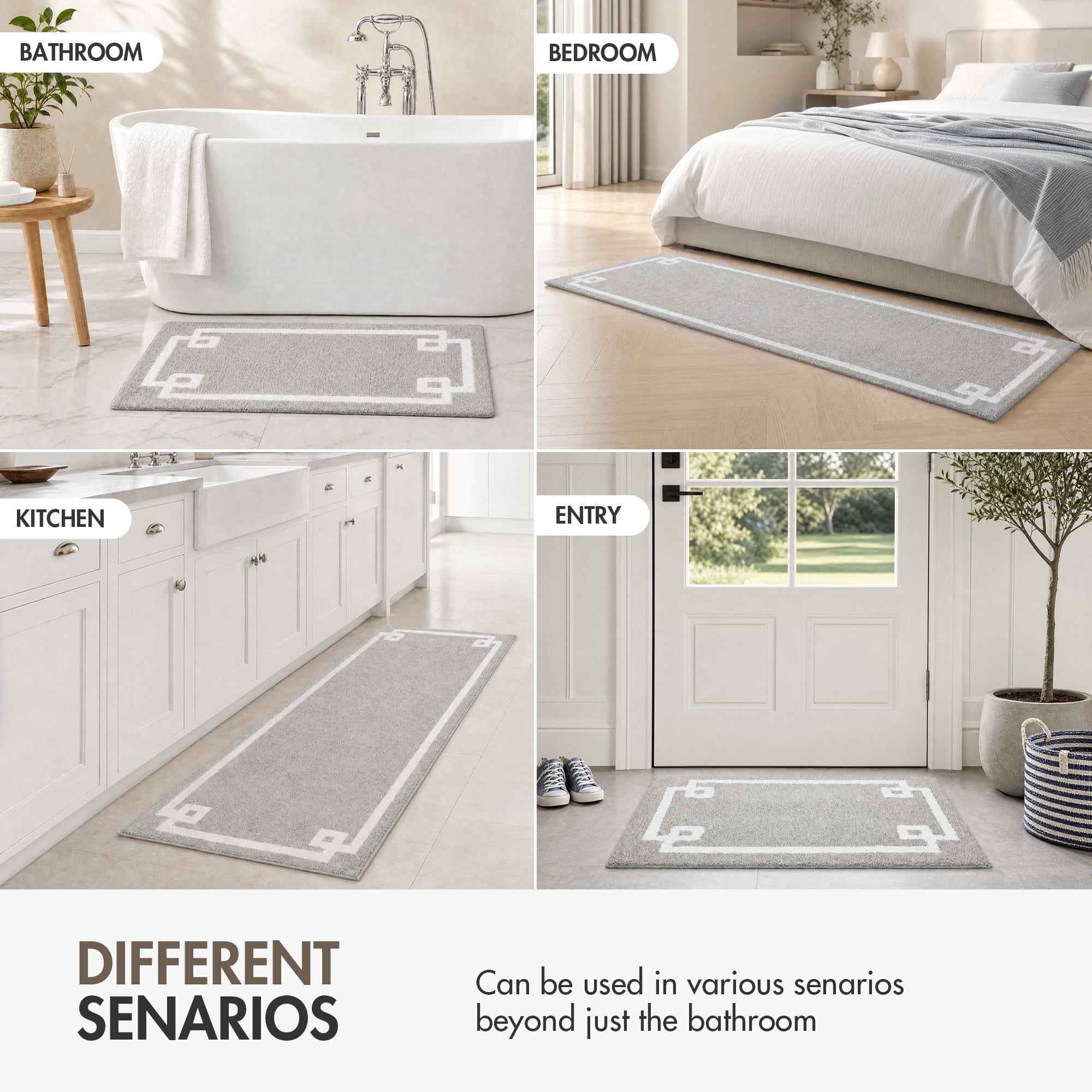 Madison Park Evan Alfombra de baño 100% algodón de Pelo Medio, Ultra Suave, Absorbente de Agua, Secado rápido, Lavable, lujosas alfombras de Color sólido para bañera, Ducha y baño, 24 x 40, Gris
