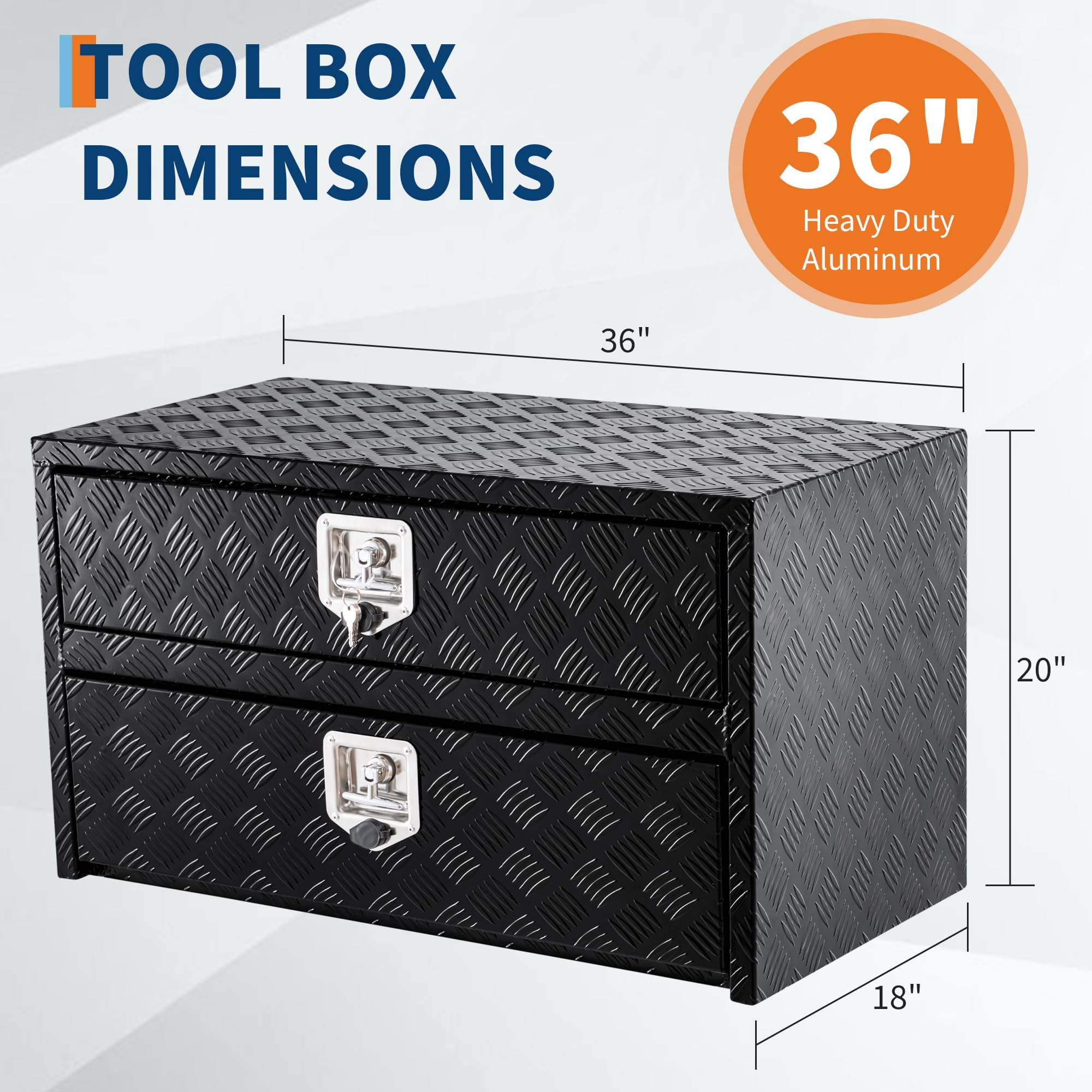 Garvee 36 * 18 * 20 Heavy Duty Aluminum Truck Tool Box, van Boxes Storage