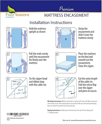 Miniatura 7 de Paquete - 2 artículos: Protector de colchón con cremallera de tamaño completo + funda de somier de tamaño completo