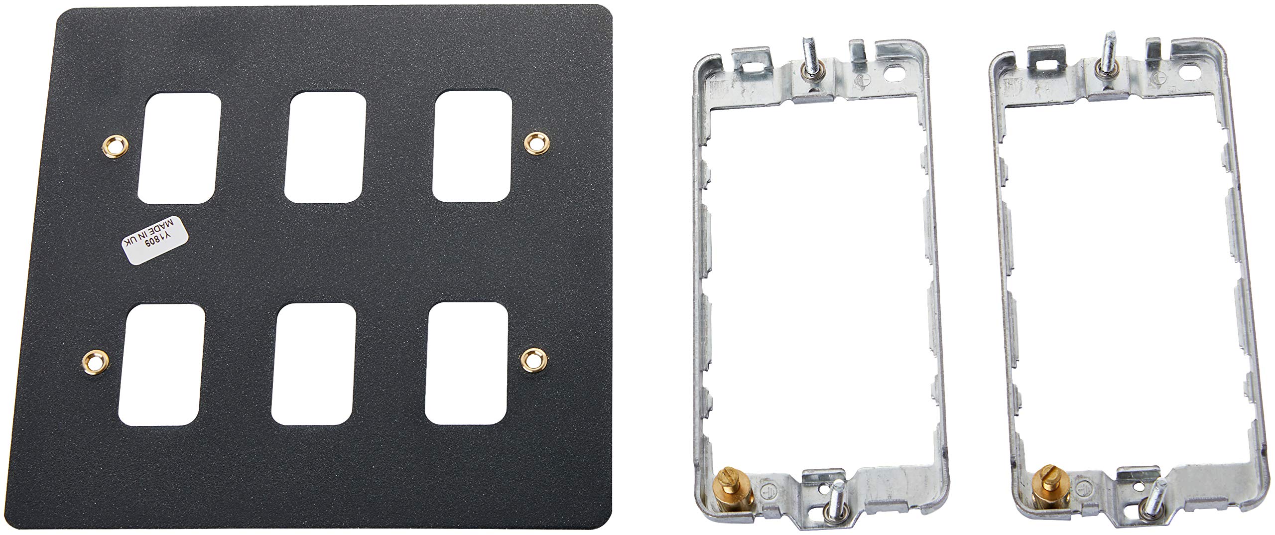 MK Edge K14346LBK 6-Module Grid Frontplate - Lustrous Black - Image 2