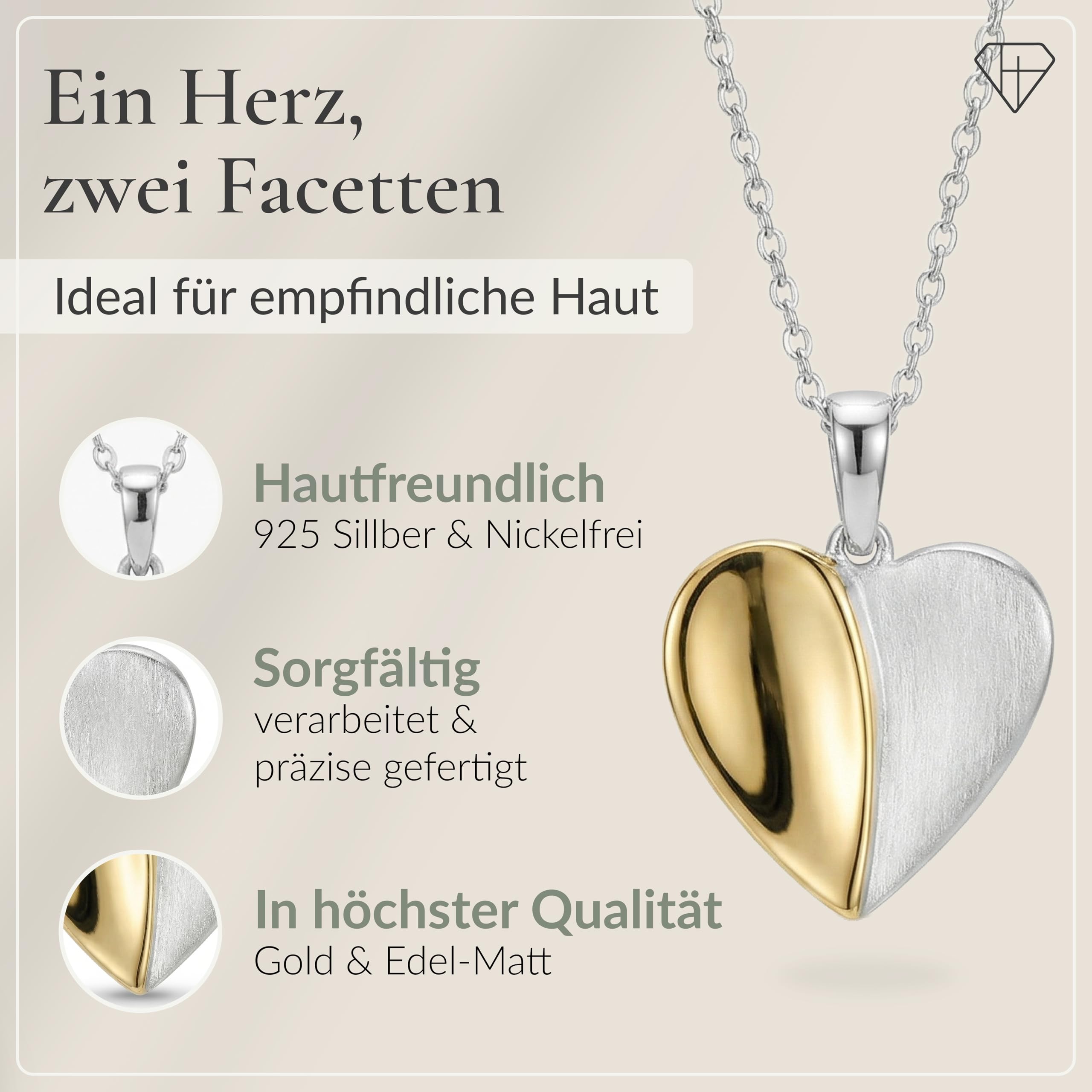 Hannah’s Treasures Herzkette Silber 925 Damen Kette Herz mit Anhänger