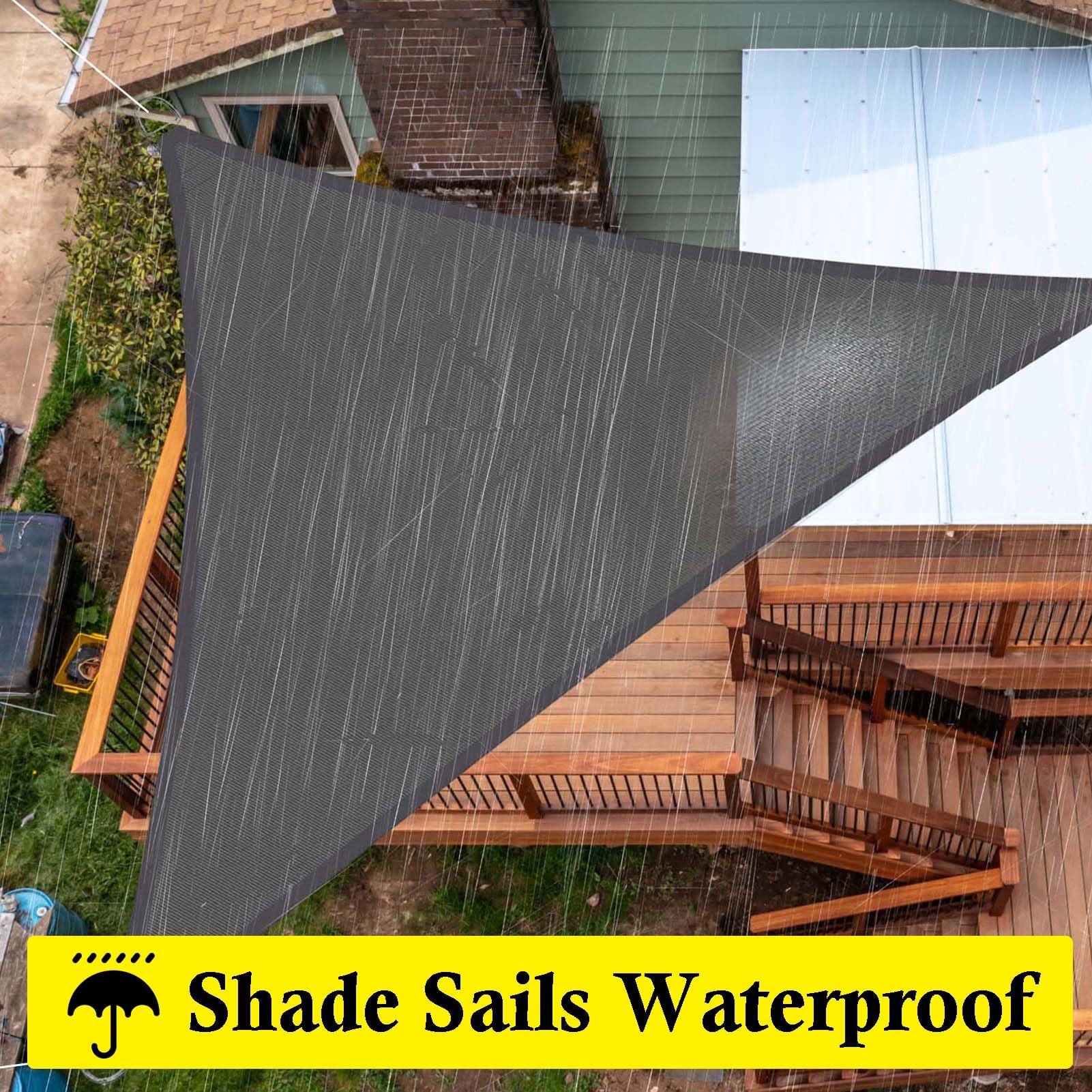 SRHIMEOS 5x5x7m Triangulaire Voiles D Ombrages, Étanche Toile Ombrage Exterieur, Voile D'ombrage Imperméable pour Jardin Terrasse Camping, 95% Protection Solaire Tissu D'ombrage