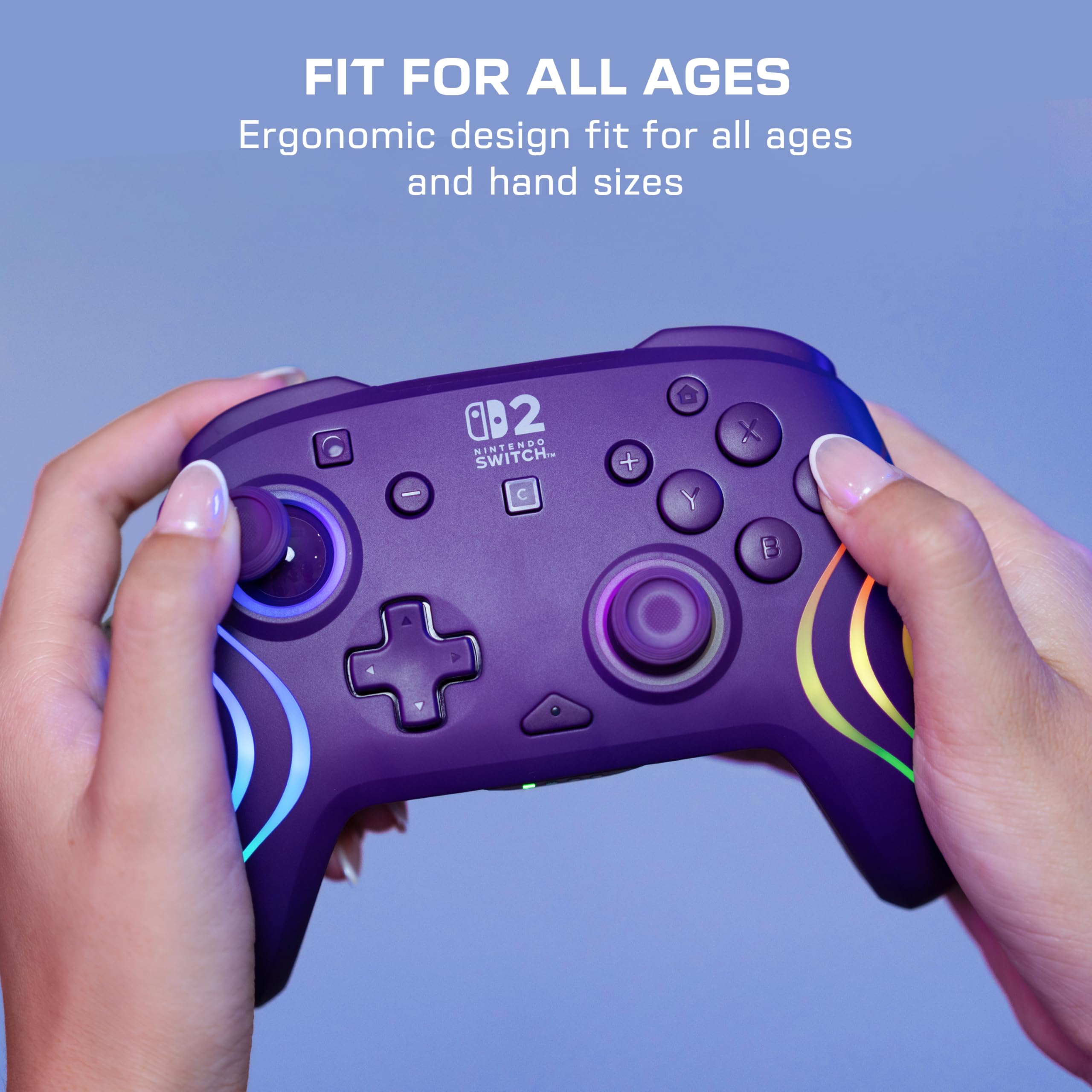 Turtle Beach Afterglow Viola Controller da gaming RGB wireless con licenza ufficiale per Nintendo Switch 2