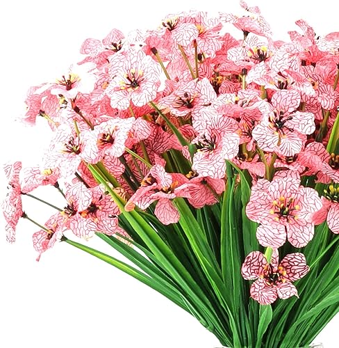 Miniatura 6 de Flores artificiales para exteriores, 12 paquetes de flores artificiales resistentes a los rayos UV, decoración de interiores y exteriores,