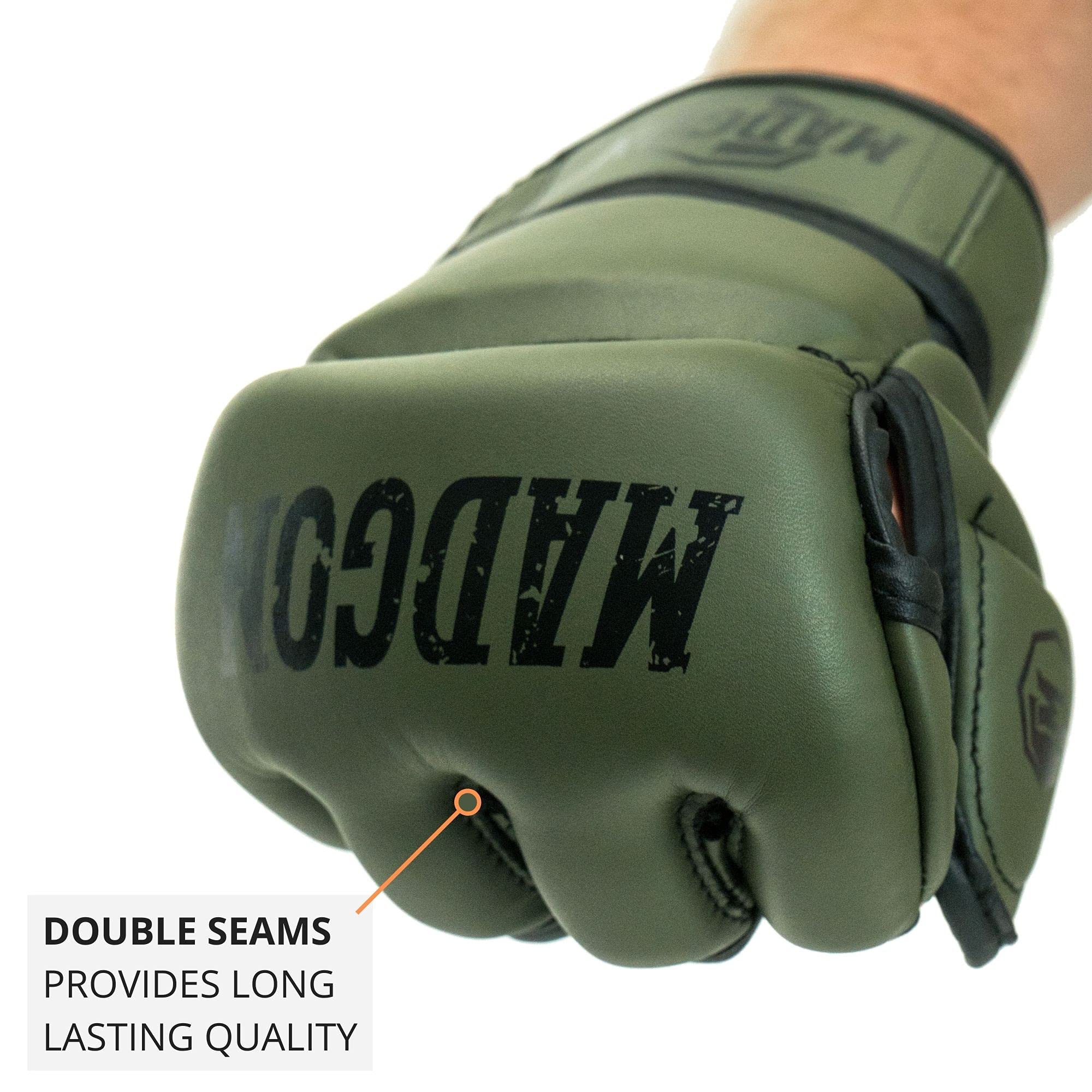 MADGON Guanti MMA con Imbottitura Professionale – Guanti Boxe con Eccellente Supporto per i Polsi – Guanti Palestra Resistenti per Arti Marziali – Sacca Inclusa